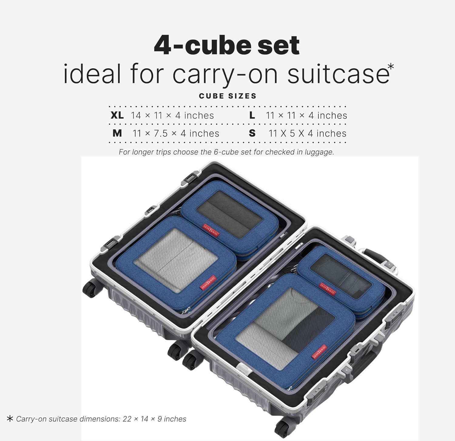 LeanTravel Premium Compression Packing Cubes for Travel - Suitcase Organizer Bags with Double Zipper & Breathable Mesh Panel - Space Saving Carry On Luggage Essentials (6-Pack, Grey)