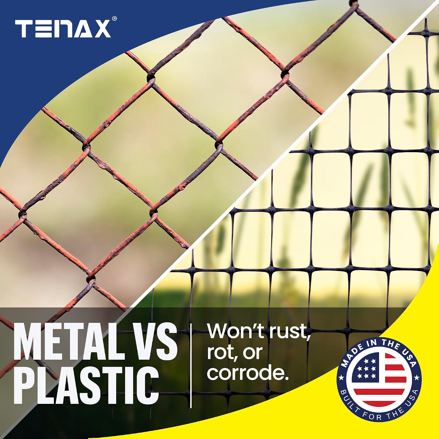 Tenax Multi-Purpose Net - Black Plastic Netting, Versatile Garden Fence - 3' x 50' - Polypropylene