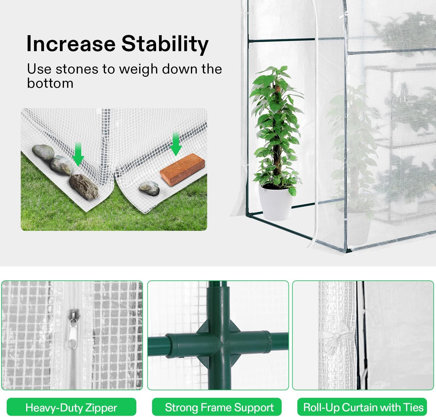 VIVOSUN Mini 4-Tier Greenhouse with Wheels
