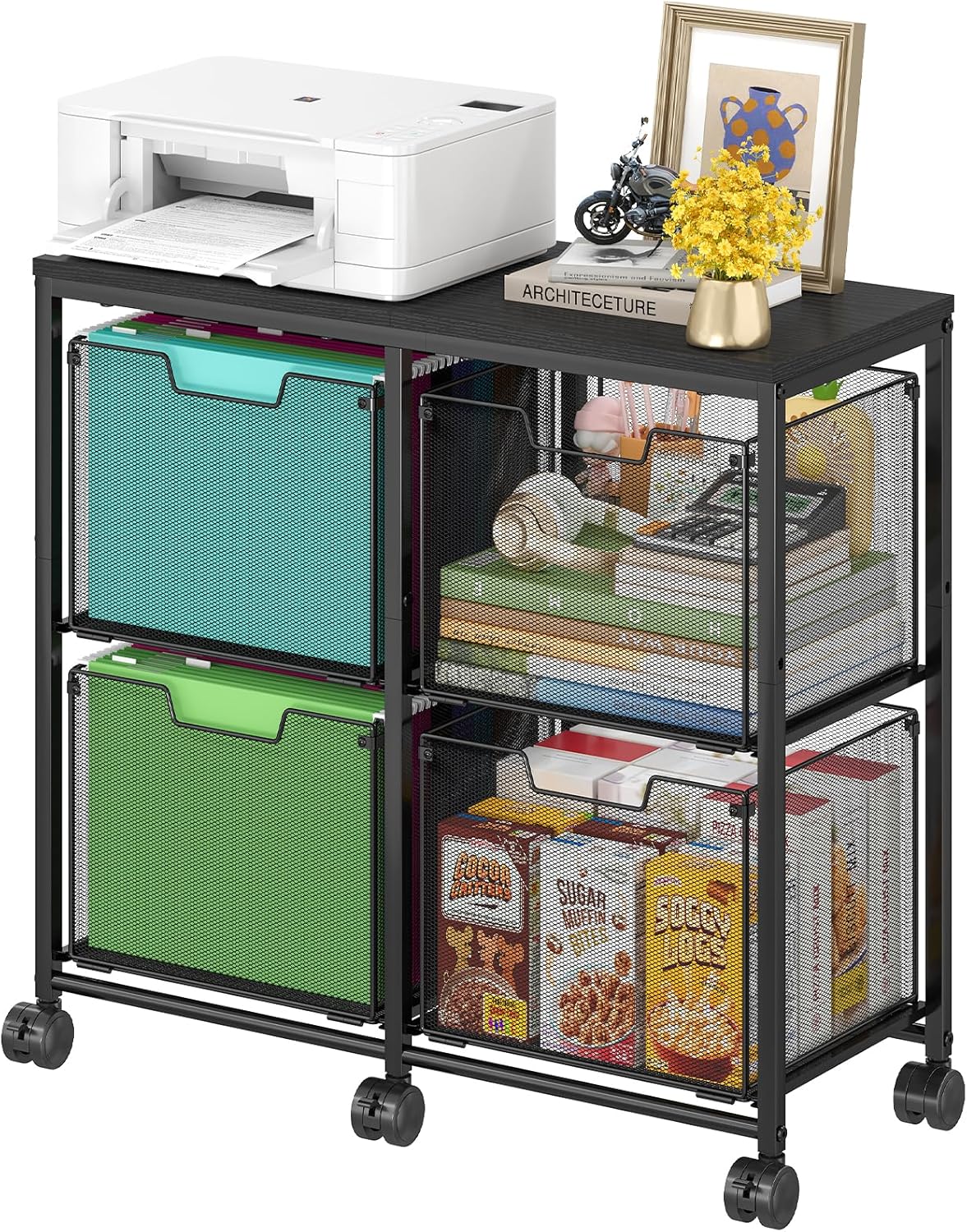 Sbanmao 4 Drawer Lateral File Cabinet, Mobile Filing Cabinet