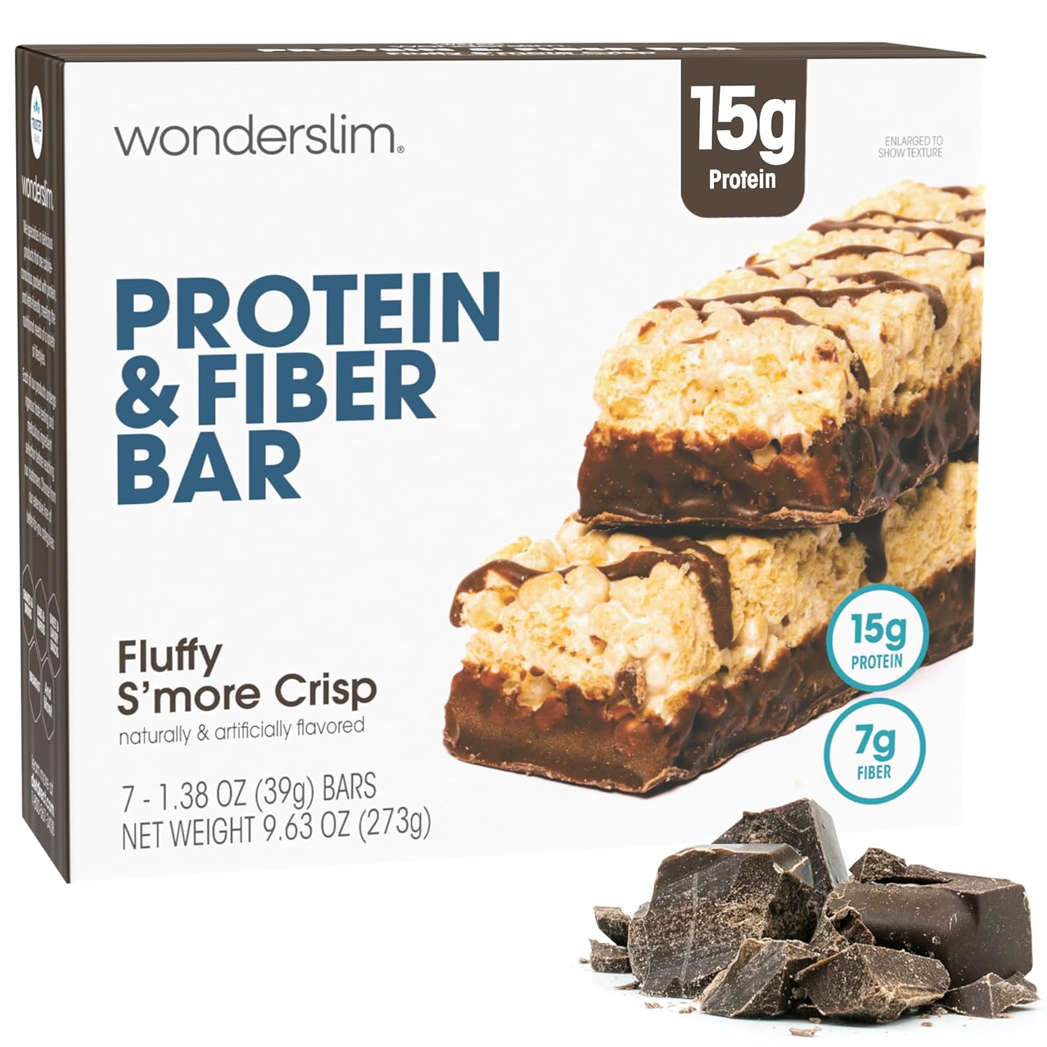 Wonderslim High Fiber Protein Bars, Low Calorie Snack – Fluffy Nutter, 7ct | 15g Protein, 7g Fiber – Gluten-Free, Low Sugar, Protein Snack Bars for Hunger & Craving Control, Weight Management Support