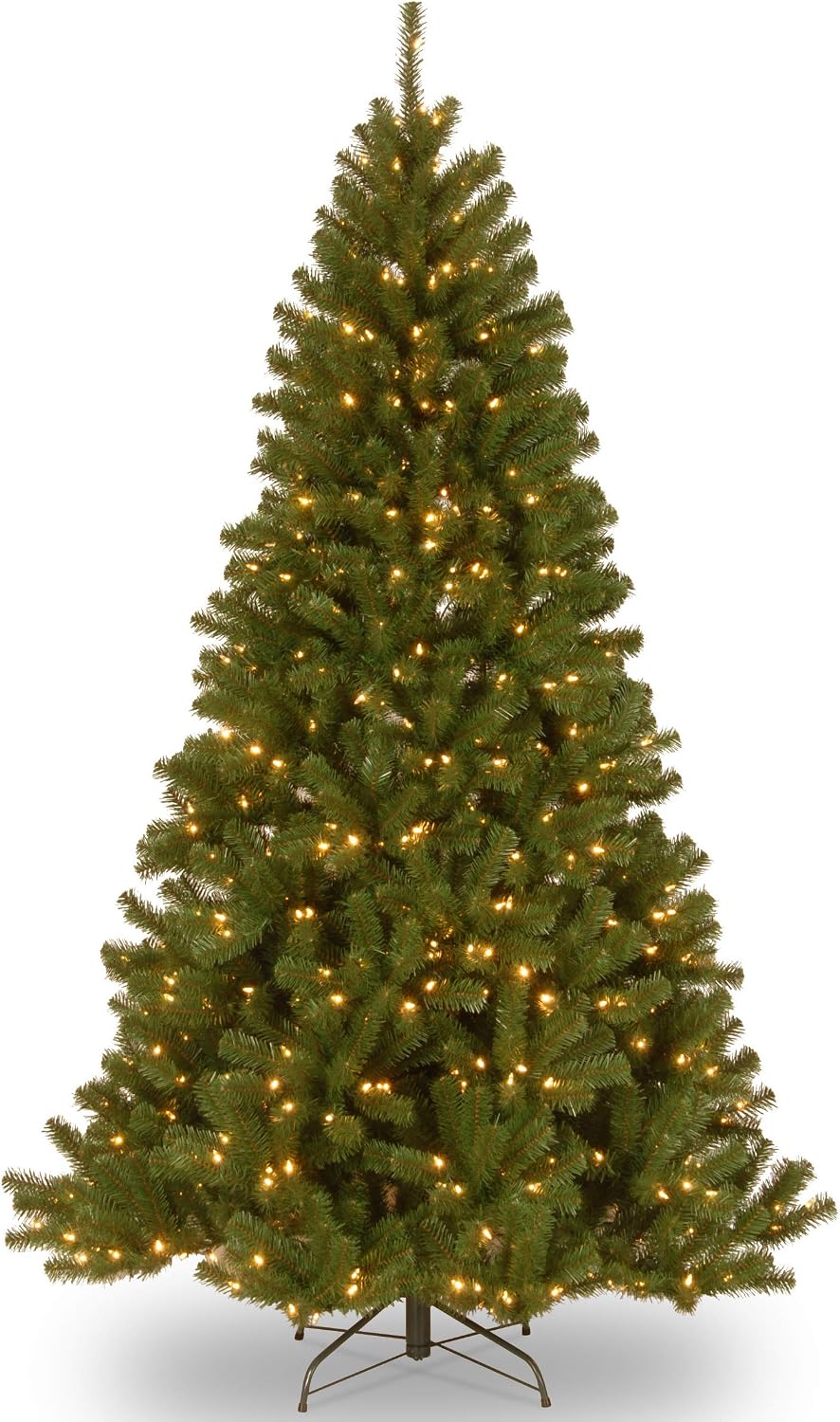 National Tree Company 7.5ft Pre-Lit North Valley Spruce Christmas Tree | 550 LED Lights, 1, 346 Tips, 10 Light Functions, Foot Pedal, Includes Stand