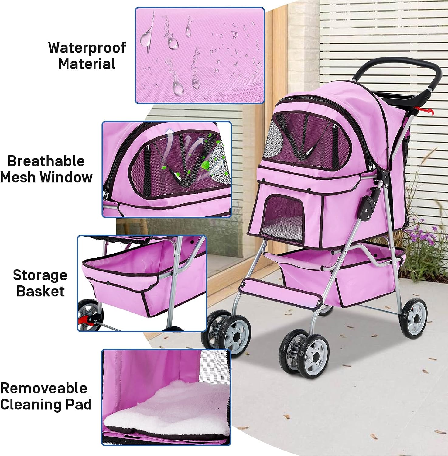 Best 4 Wheels Pet Stroller for Dog and Cat Stroller