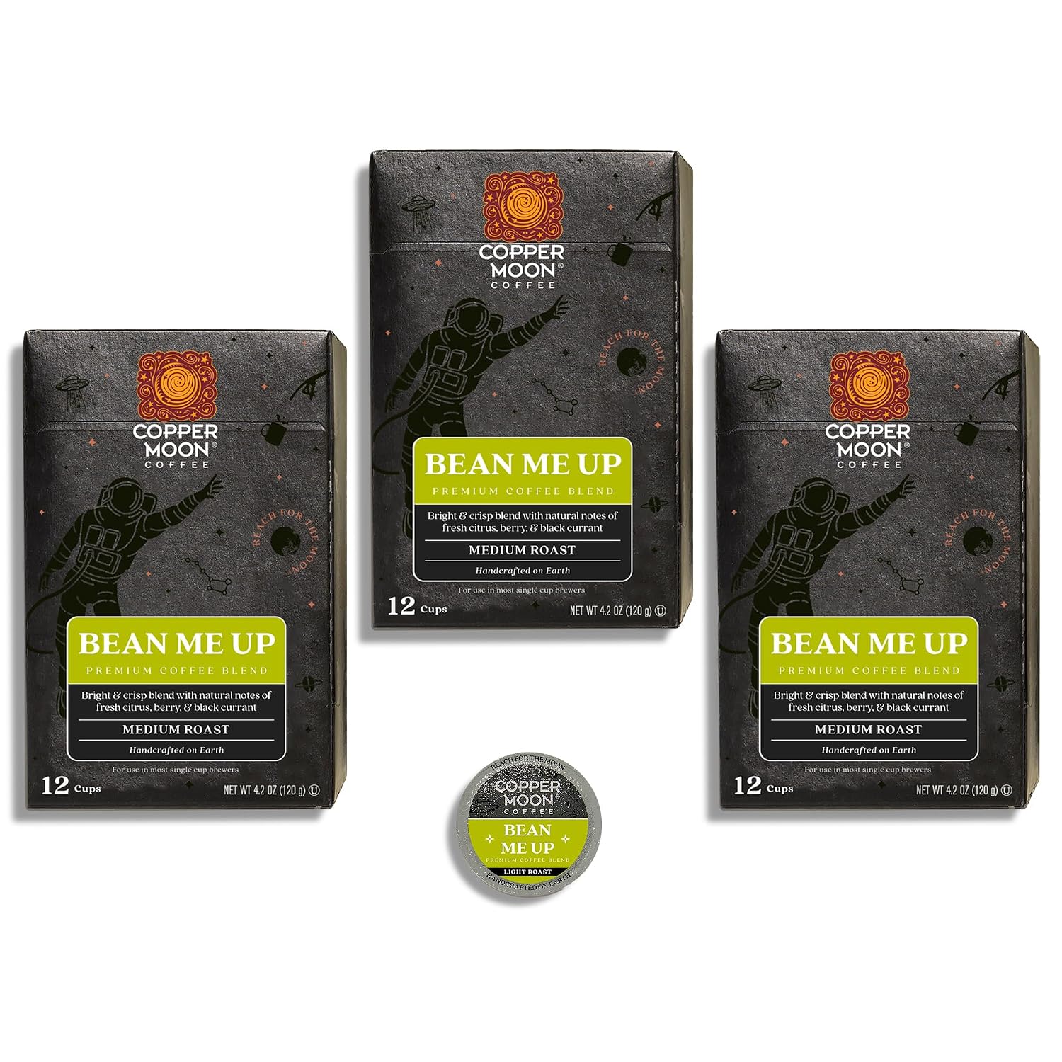 Copper Moon K-Cup Coffee Pods, Medium Roast, Costa Rican Blend, 80 Count | Single Serve, Vegan, Allergen Free, Non-GMO, Kosher, Small Batch Roasted, Vegetarian, Compatible with Keurig K Cup Brewers