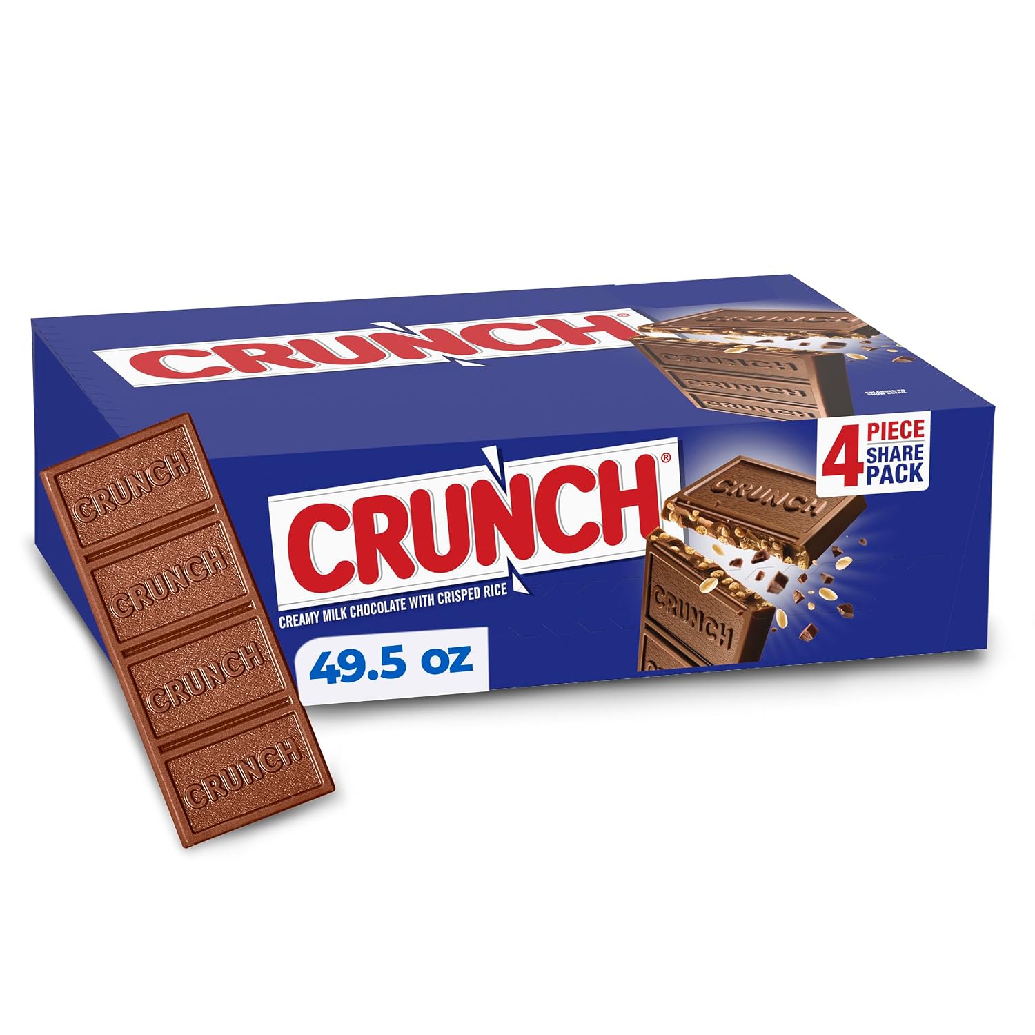 CRUNCH Full-Size Candy Bar, Creamy Milk Chocolate with Crunchy Crisped Rice, 36 Individually Wrapped Bars, 1.55 oz Each