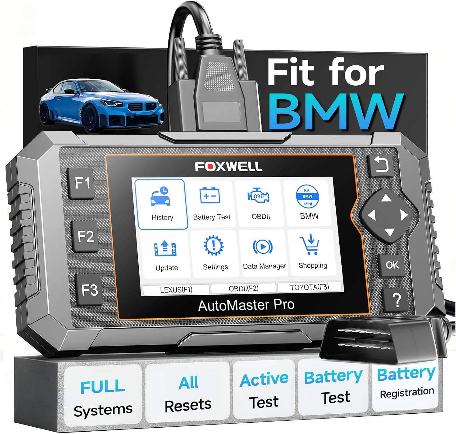 FOXWELL NT510 Pro fit for BMW, 2-in-1 Scan Tool & 12V Battery Tester | Full System Diagnostics, Bidirectional Control