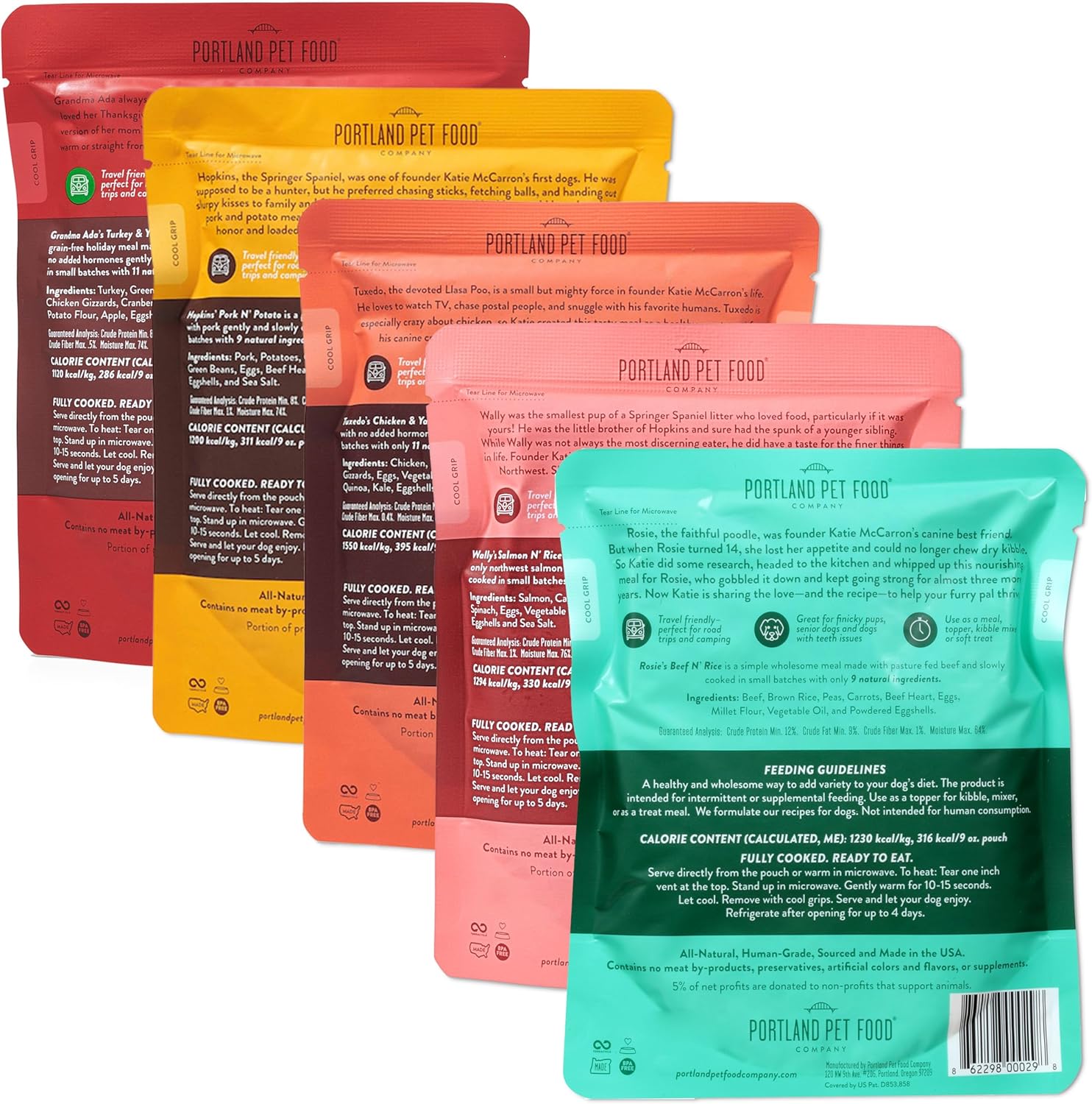 Portland Pet Food Company Fresh, Human Grade Dog Food Topper & Meal 5 Pack