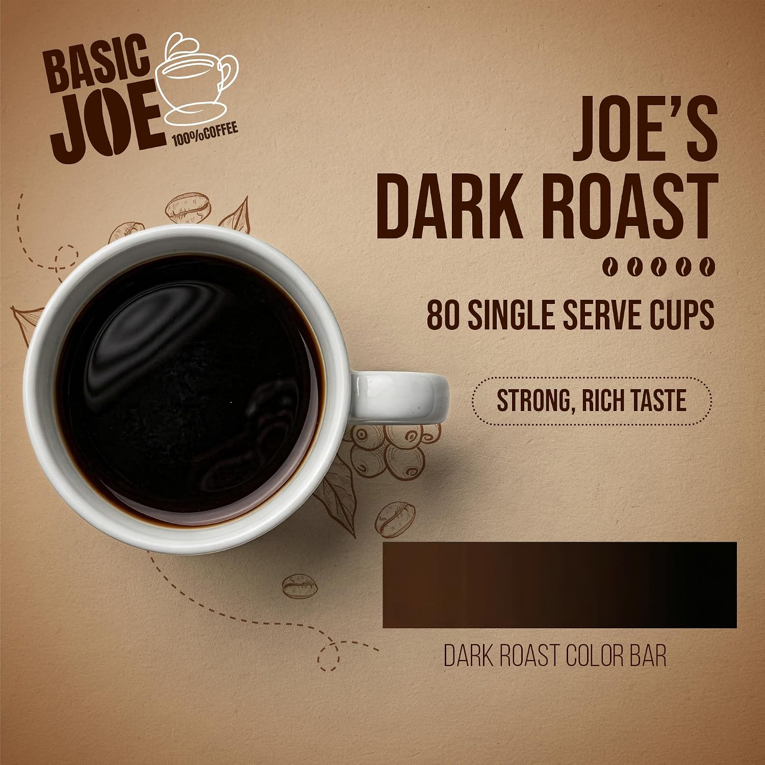 Basic Joe Coffee Pods, Medium Roast, 80 Count K-Cup, 100% Arabica