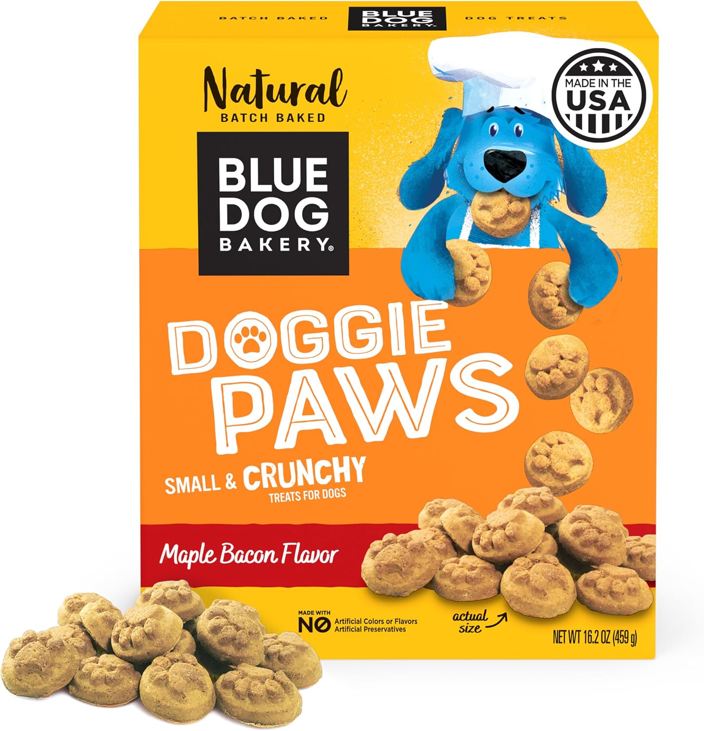 Blue Dog Bakery Natural Dog Treats, Doggie Paws, Maple Bacon Flavor, 16.2oz (1 Count) | Crunchy Oven-Baked Dog Treat Biscuits, Maple Bacon Flavor, Made with Real Premium Wholesome Ingredients in the USA