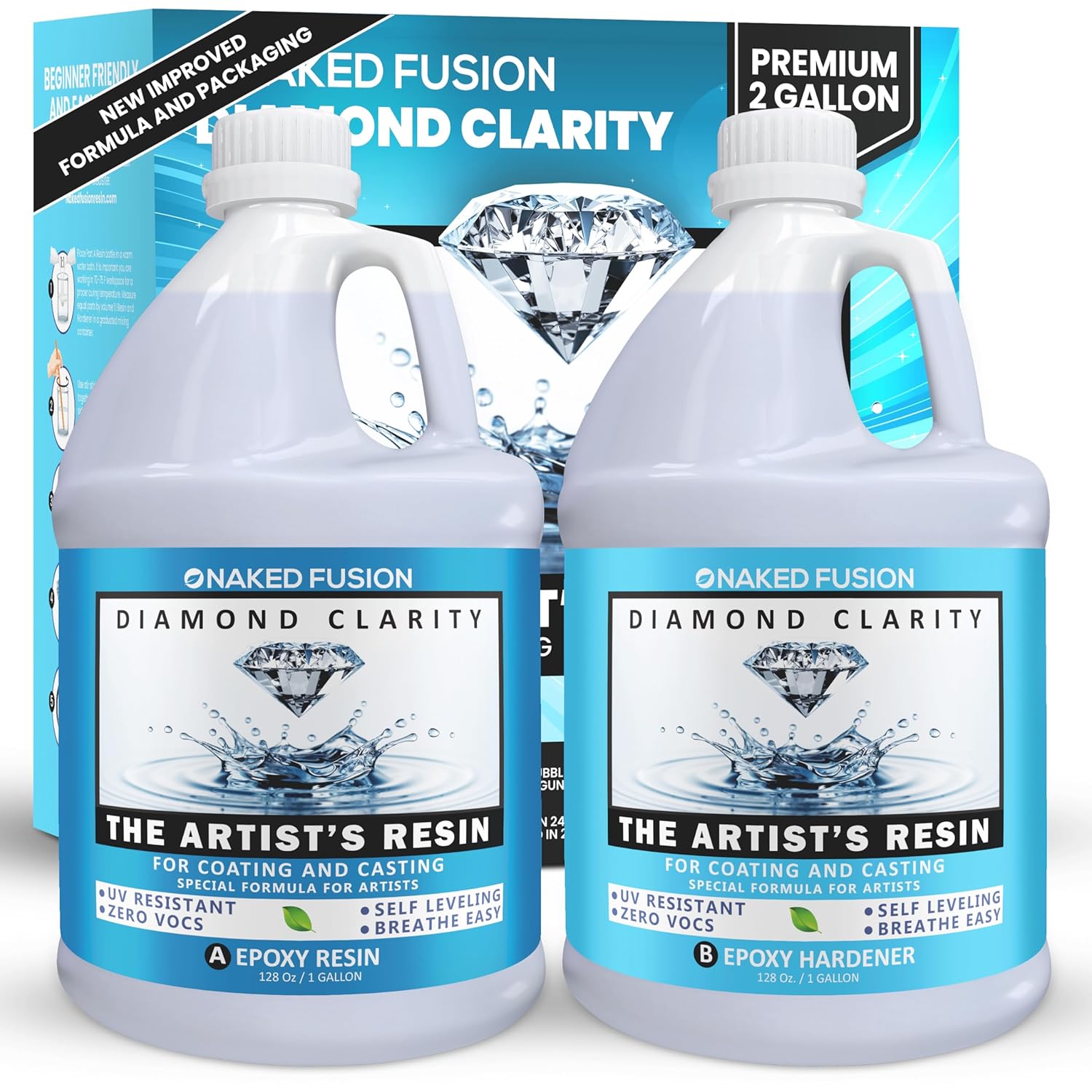 Epoxy Resin Art Resin Crystal Clear Formula -2 Gallon Kit -The Artist's Resin for Coating, Casting, Resin Art, Geodes, Tabletop, Bar Top