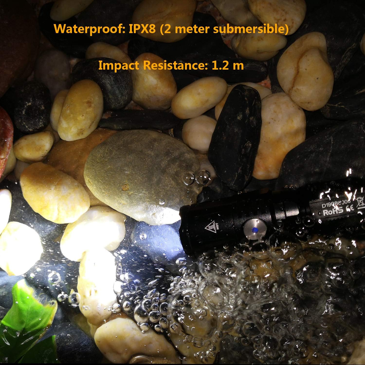 MX65 Tactical Flashlight 1060 Lumens Built-in a Fast Charging Rechargeable LED Handheld Flashlights 5 Brightness Waterproof Flashlight