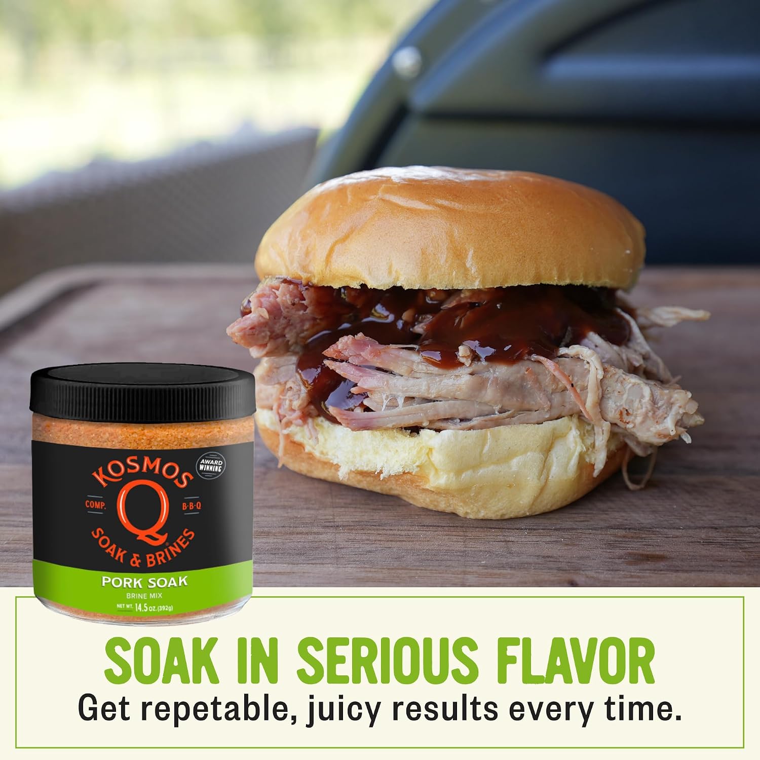 Kosmos Q Chicken Brine Soak, Brown Sugar & Worcestershire Spice Mix For Whole Bird, Breasts, Tenderloins, Grilling, Roasting, Smoking, Locks In Moisture, Savory Flavor, Easy Mix Directions, 16 Oz Bag