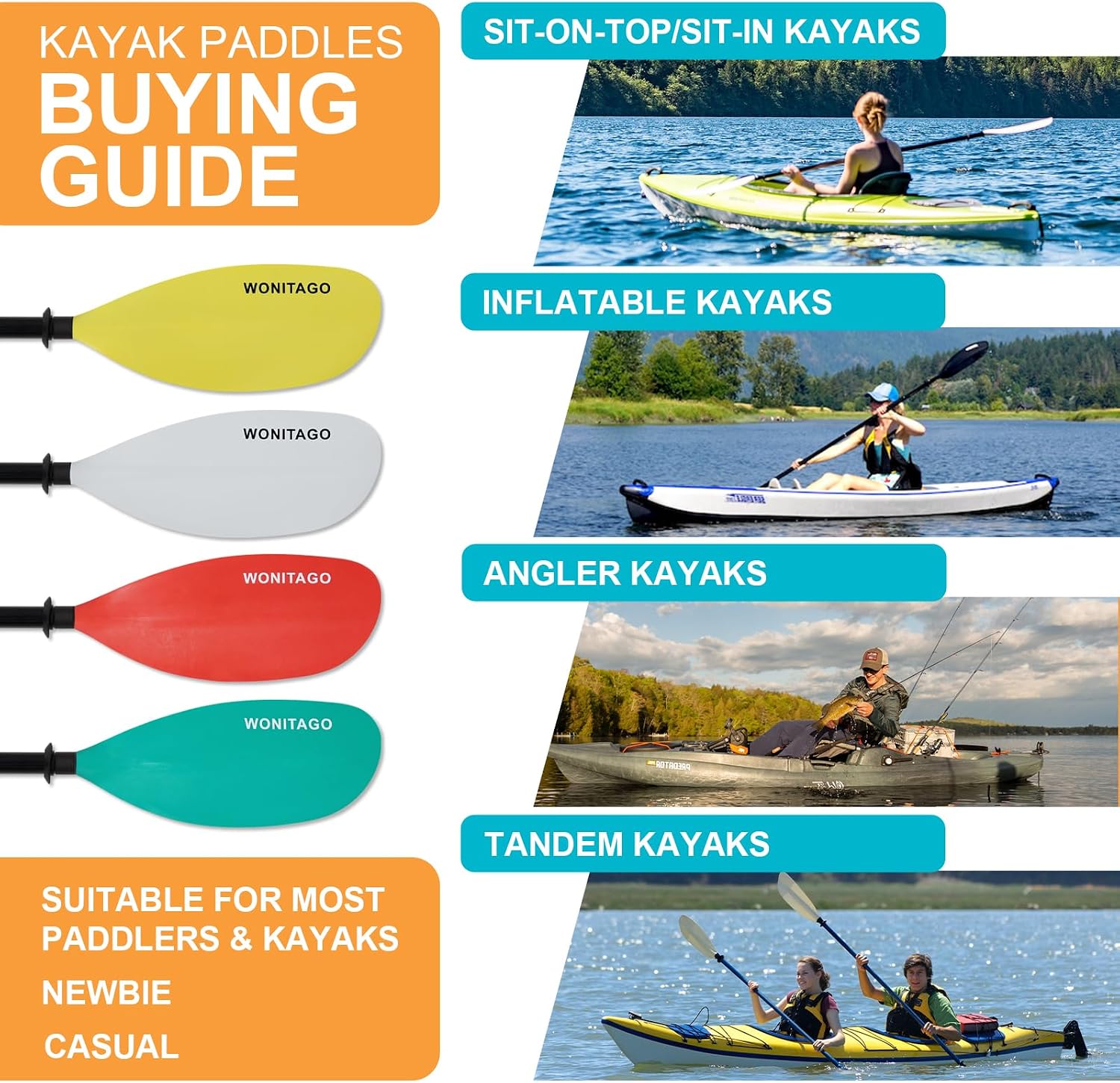 Kayak Paddle, Adjustable and Lightweight Kayaking Oar