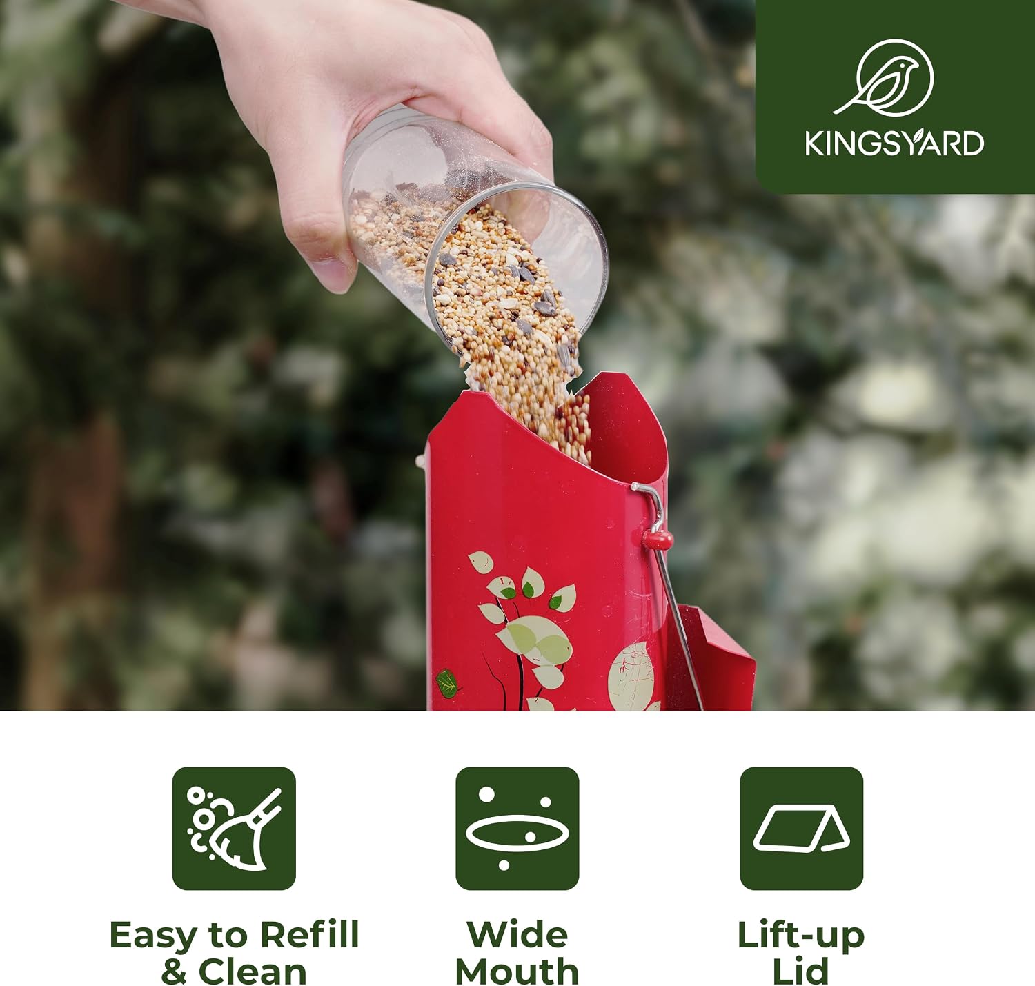 Kingsyard Metal Bird Feeders for Outdoors Hanging, Tube Bird Feeder | 14 in, 6 Feeding Ports, drainage holes, 2 lbs Seed Capacity, Weatherproof, Stays Dry & Fresh, Easy to Clean & Refill, Yellow