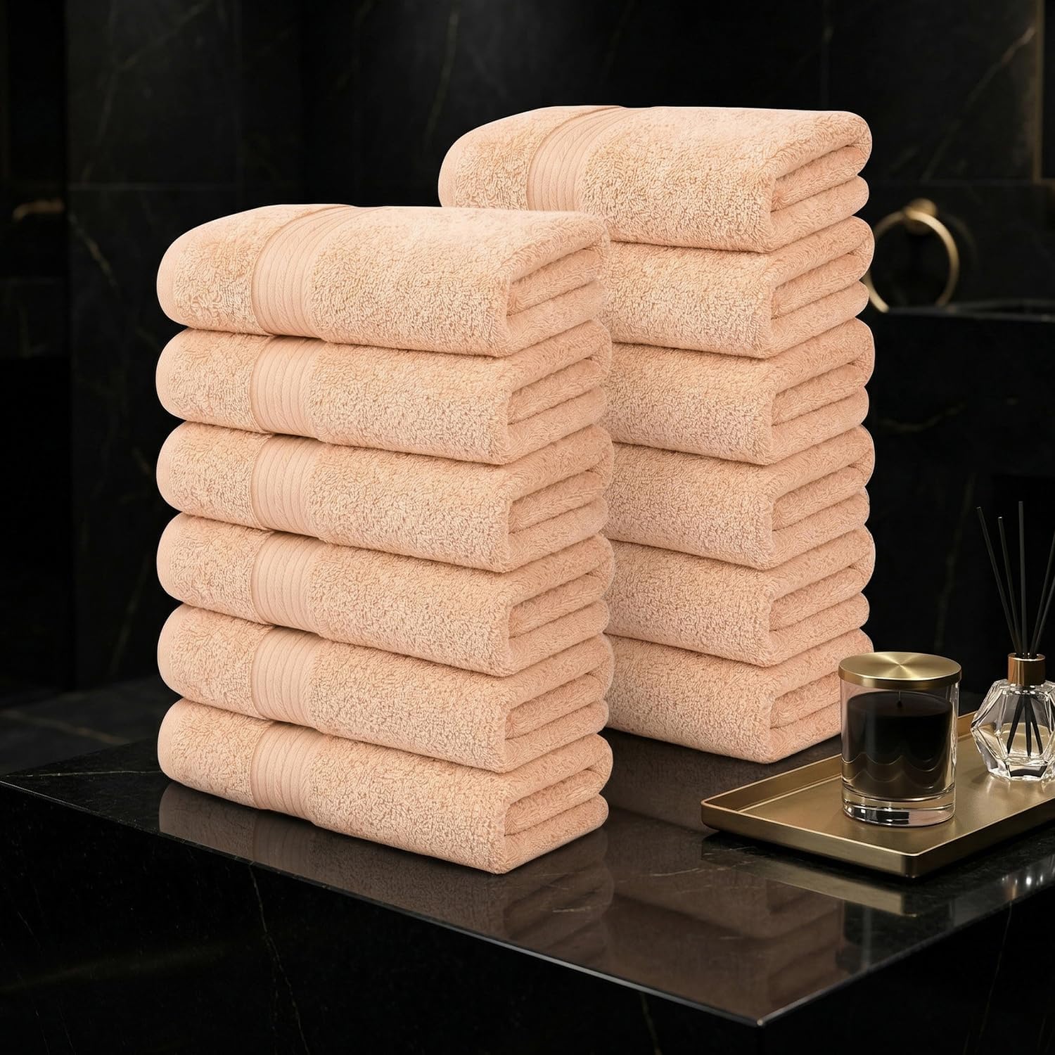 Ample Decor 100% Cotton Hand Towels 18x28 Inches, 600 GSM, Soft & Absorbent, Set of 12, Purple