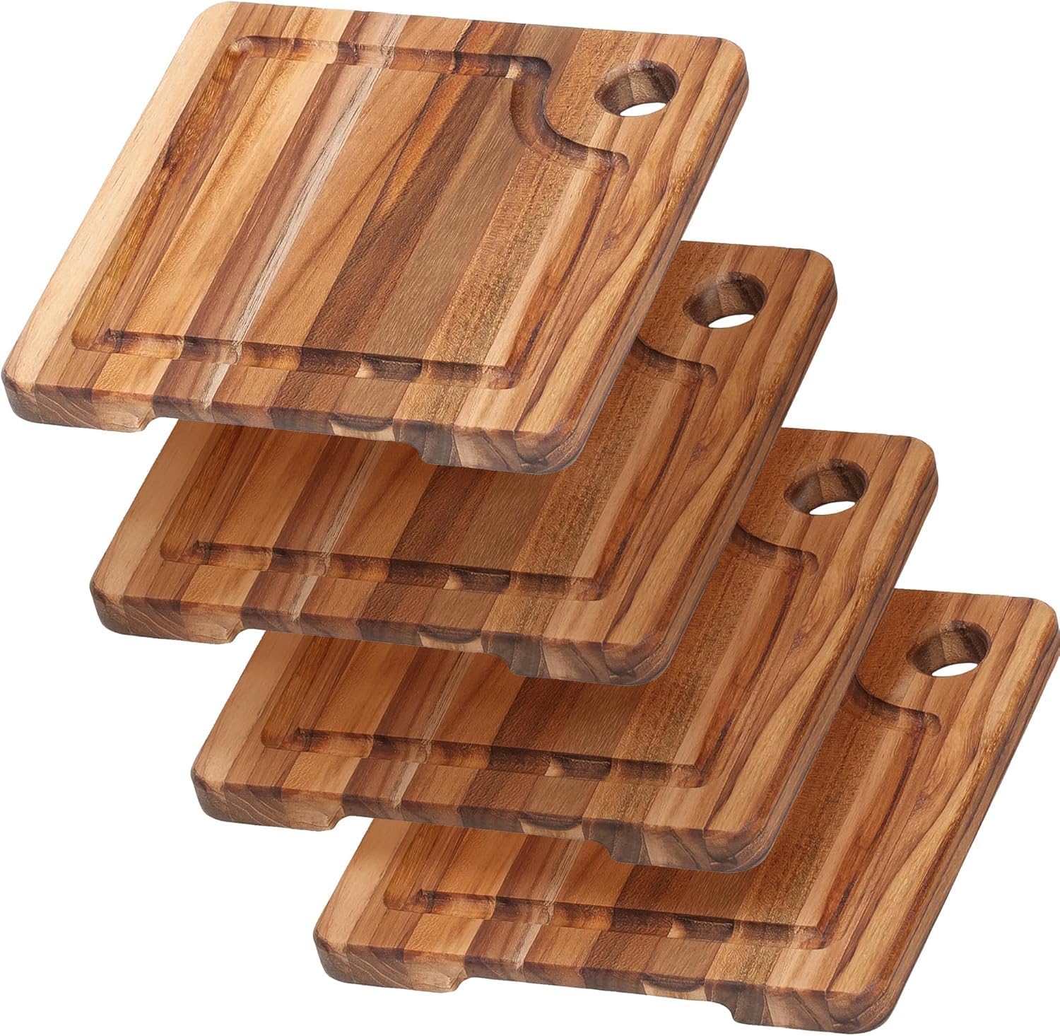Teakhaus Teak Cutting Board - Rectangle Edge Grain Board With Corner Hole And Juice Canal (16 x 12 x .5 in.)