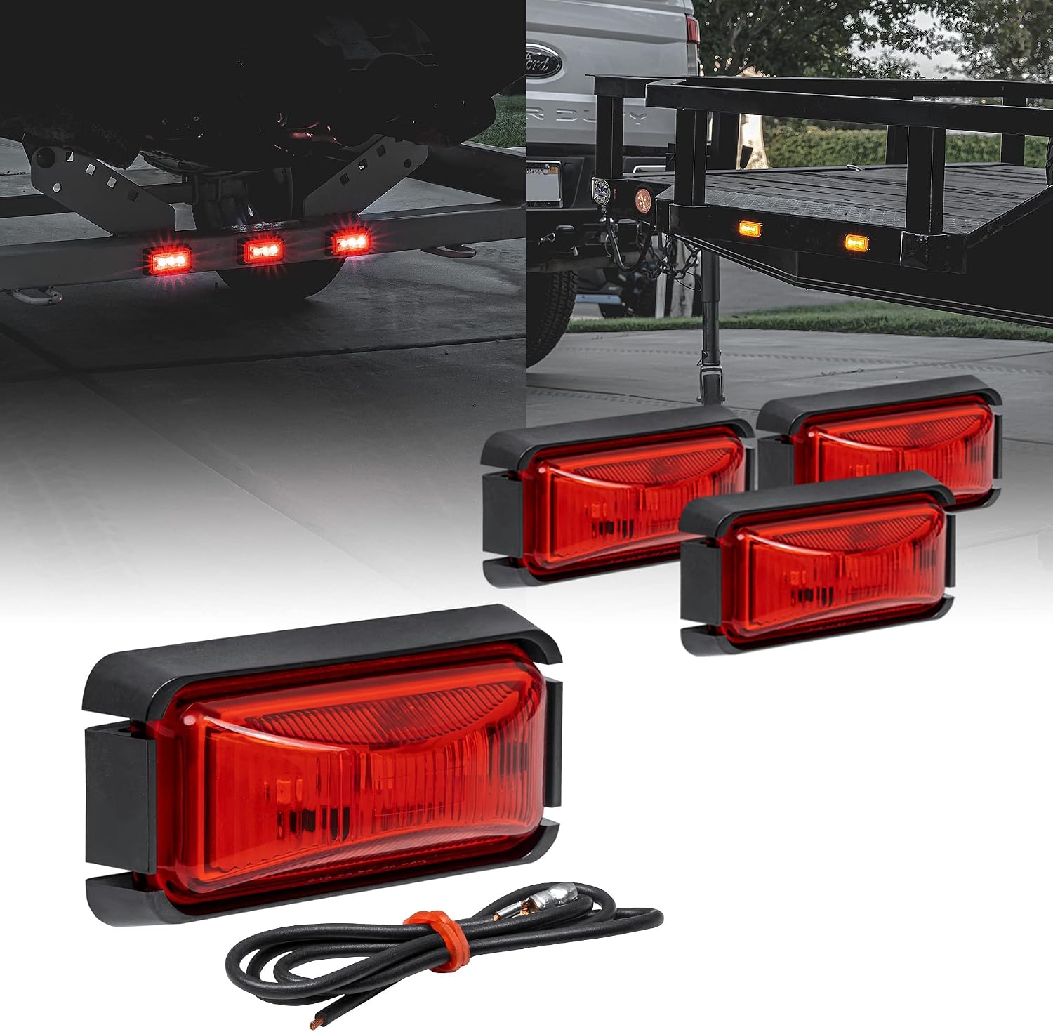 TRUE MODS 2pc 2.5" Amber Rectangle LED Trailer Marker Lights for Truck RV