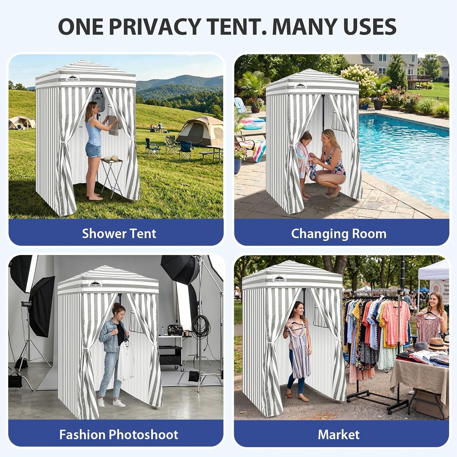 EAGLE PEAK 4x4 Pop Up Changing Tent, Outdoor Changing Room, Gray/White