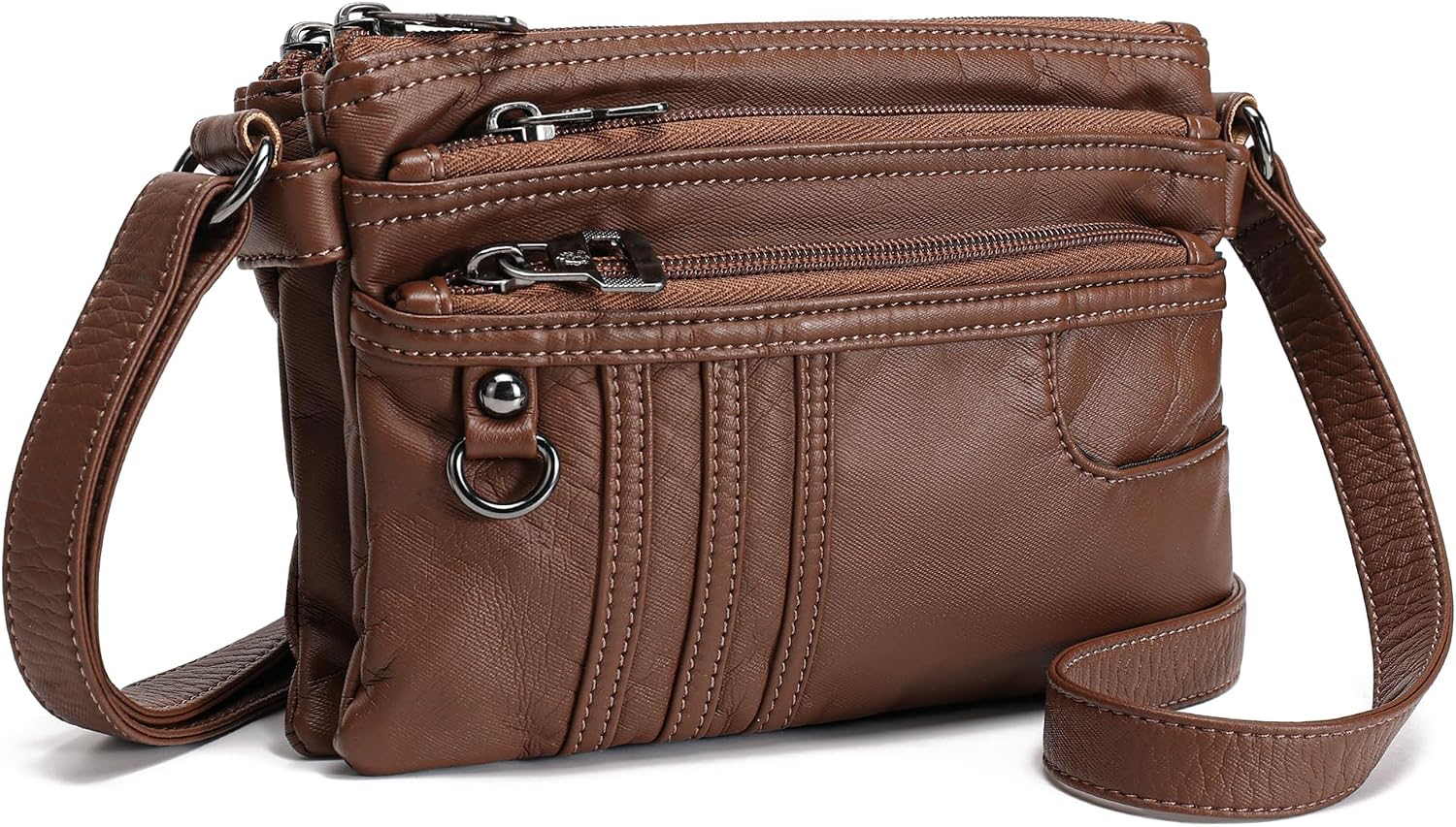 MINICAT Multi Pocket Small Crossbody Purses for Women Everyday Shoulder Bag | Lightweight Organizer, Cross body Bag with Multiple Zipper Pockets, Vegan Leather, Phone Purse for Travel Casual Daily