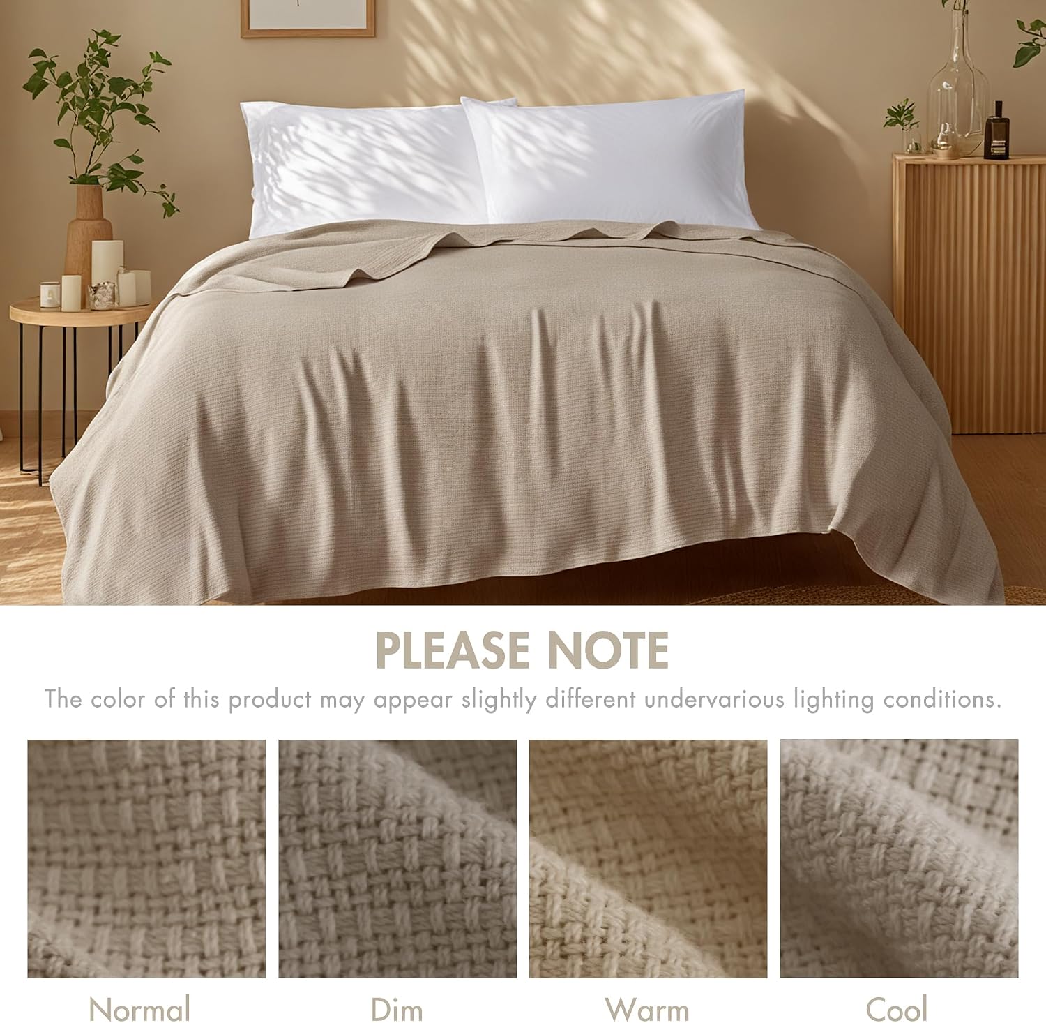 Madison Park 100% Cotton Breathable Queen Size Blanket for Bed, Blue | Freshspun Basketweave, All Season, Farmhouse Classic Bed Cover Full for Summer, OEKO TEX, Warm Home Essential For Couch, Sofa