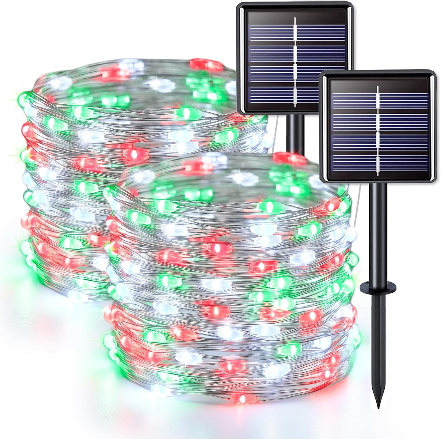 JMEXSUSS 2 Pack Solar String Lights Outdoor Total 66FT 200LED Fairy Lights | Outdoor Waterproof, 8 Modes Solar Christmas Lights for Outside Garden Tree Patio Yard Wedding Christmas Decorations, White