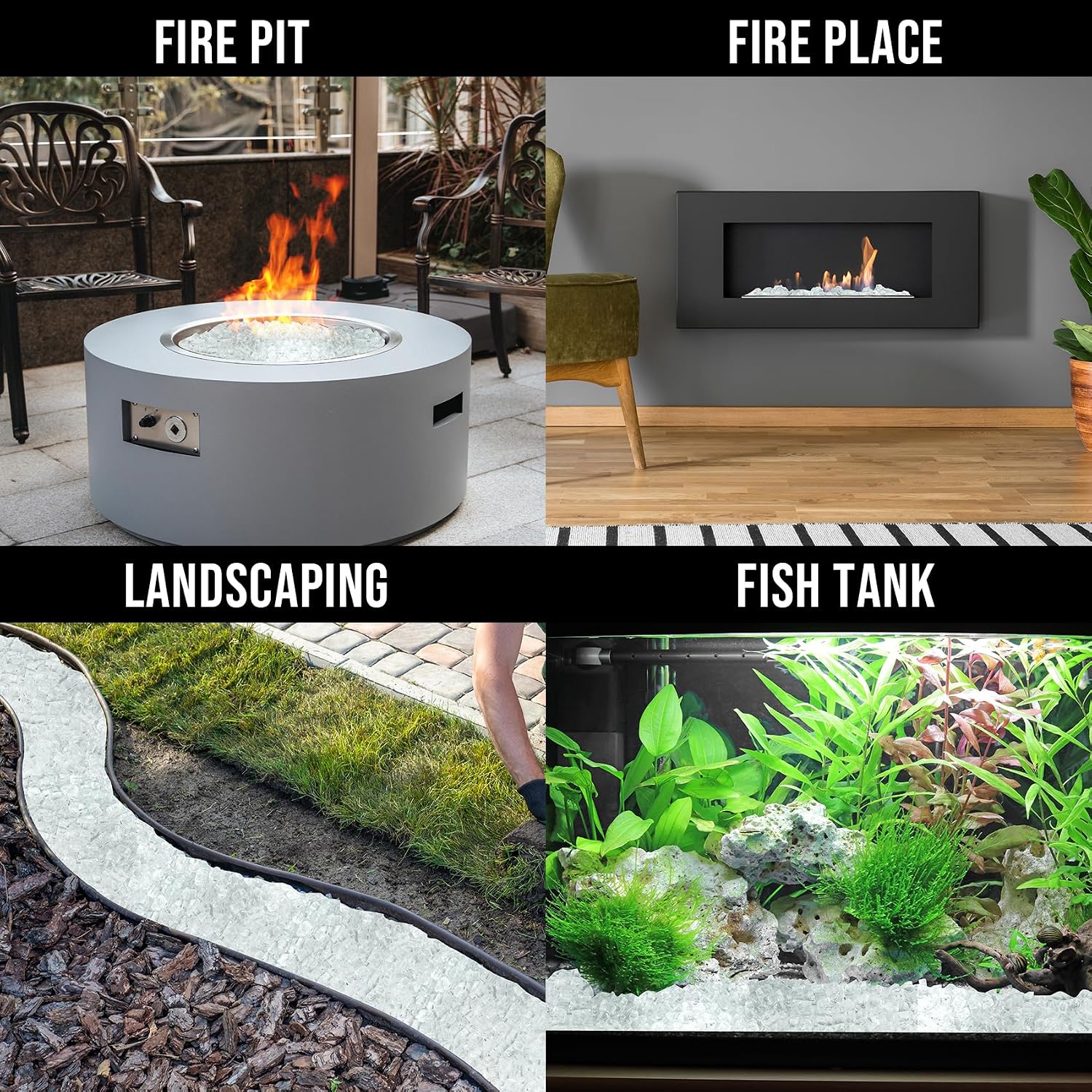 Skyflame 1/4" Pacific Blue Regular Fire Glass for Fire Pit Fireplace