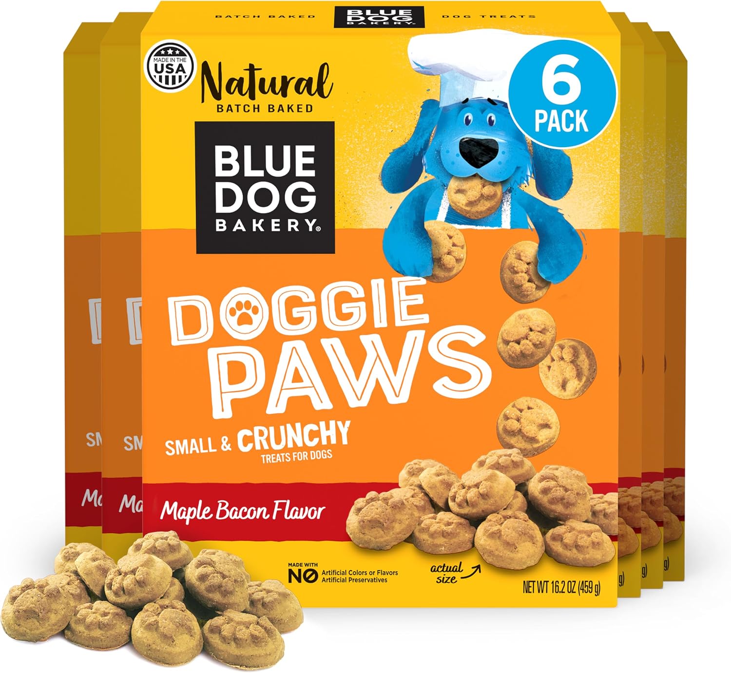 Blue Dog Bakery Natural Dog Treats, Doggie Paws, Maple Bacon Flavor, 16.2oz (1 Count) | Crunchy Oven-Baked Dog Treat Biscuits, Maple Bacon Flavor, Made with Real Premium Wholesome Ingredients in the USA