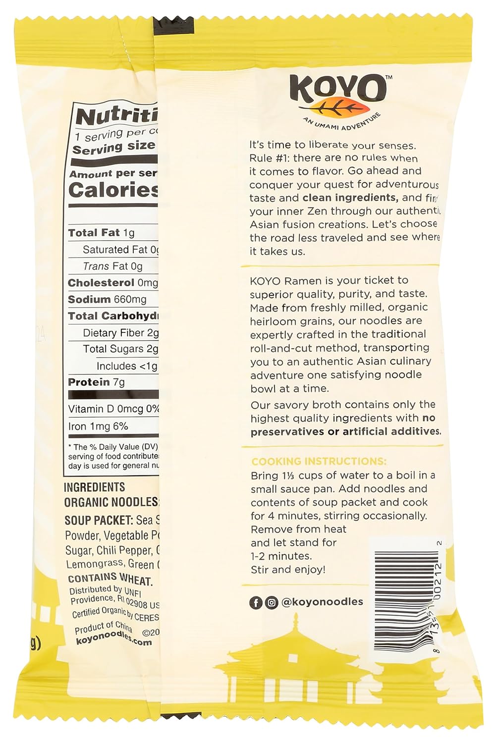 Koyo Ramen Soup, Buckwheat Shoyu, Made With Organic Noodles, No MSG, No Preservatives, Vegan, 2.1 Ounce (Pack of 12)