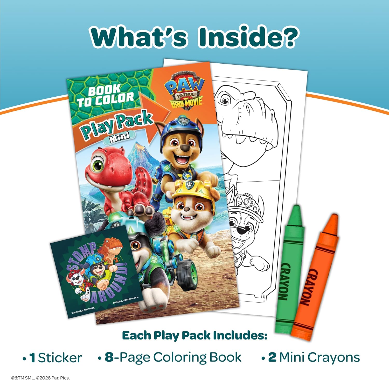 Bendon Paw Patrol Dino Movie 10Pk Multipack Play Pack | Coloring Activity Set with PAW Patrol Characters - Stickers & Crayons for Kids