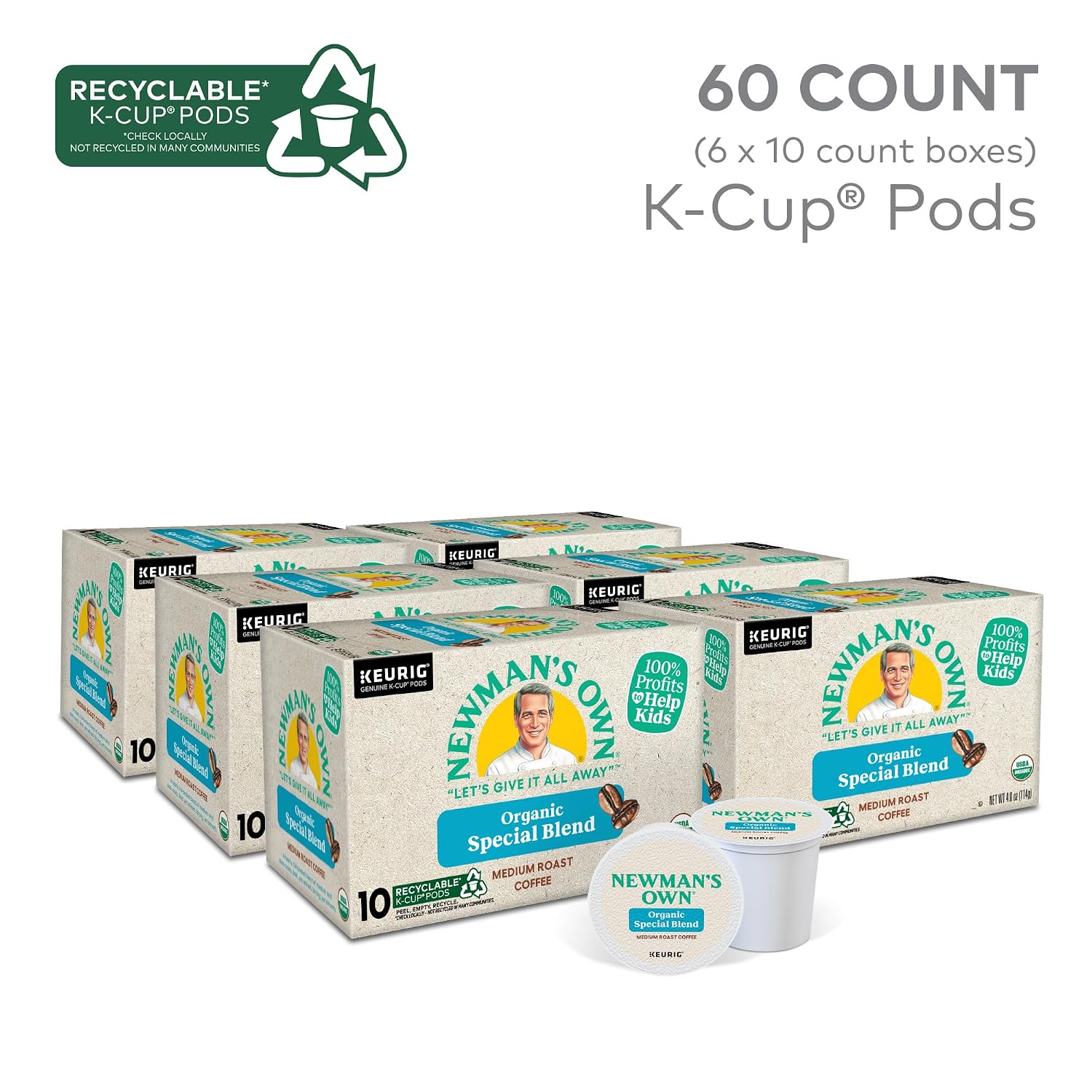 Newman's Own Organics Special Blend Keurig Single-Serve K-Cup Pods, Medium Roast Coffee, 96 Count