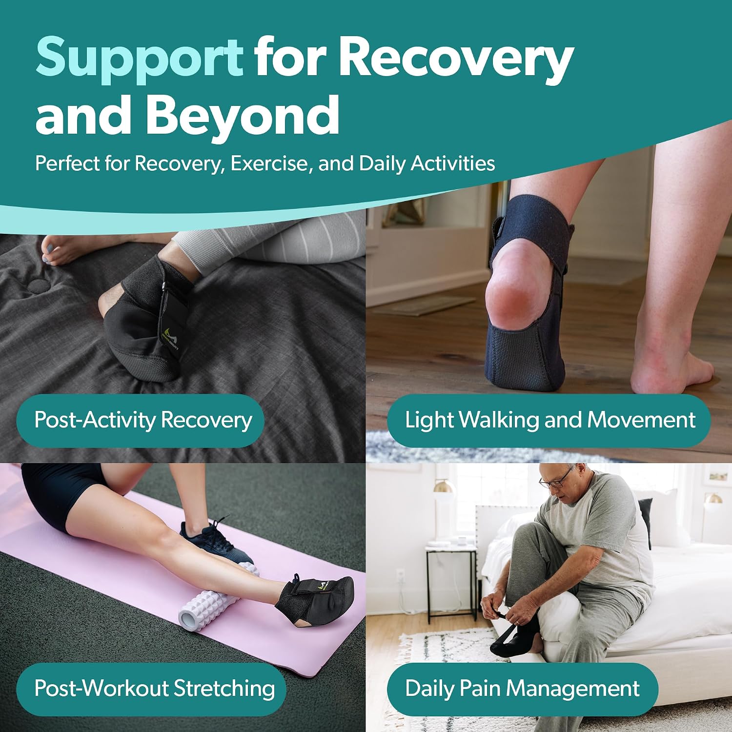 BraceAbility Plantar Fasciitis Night Splint Sock - Plantar Fascia Boot for Sleeping, Achilles Tendonitis Relief, Foot Drop, Heel Pain - Planter Facetious Brace for Women and Men - Black (L)