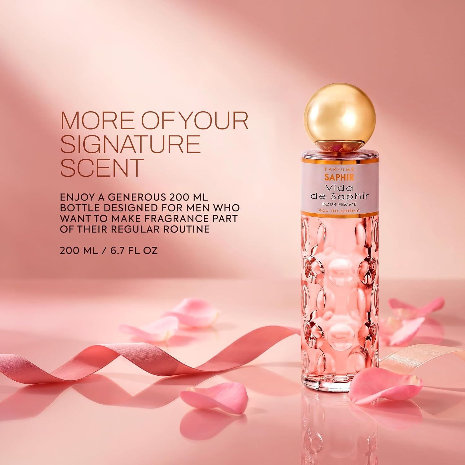 PARFUMS SAPHIR Vida Eau de Parfum, Spray Vanilla Perfume for Women 200ml | Sweet Floral Gourmand, Blackcurrant Pear Jasmine Praline & Vanilla