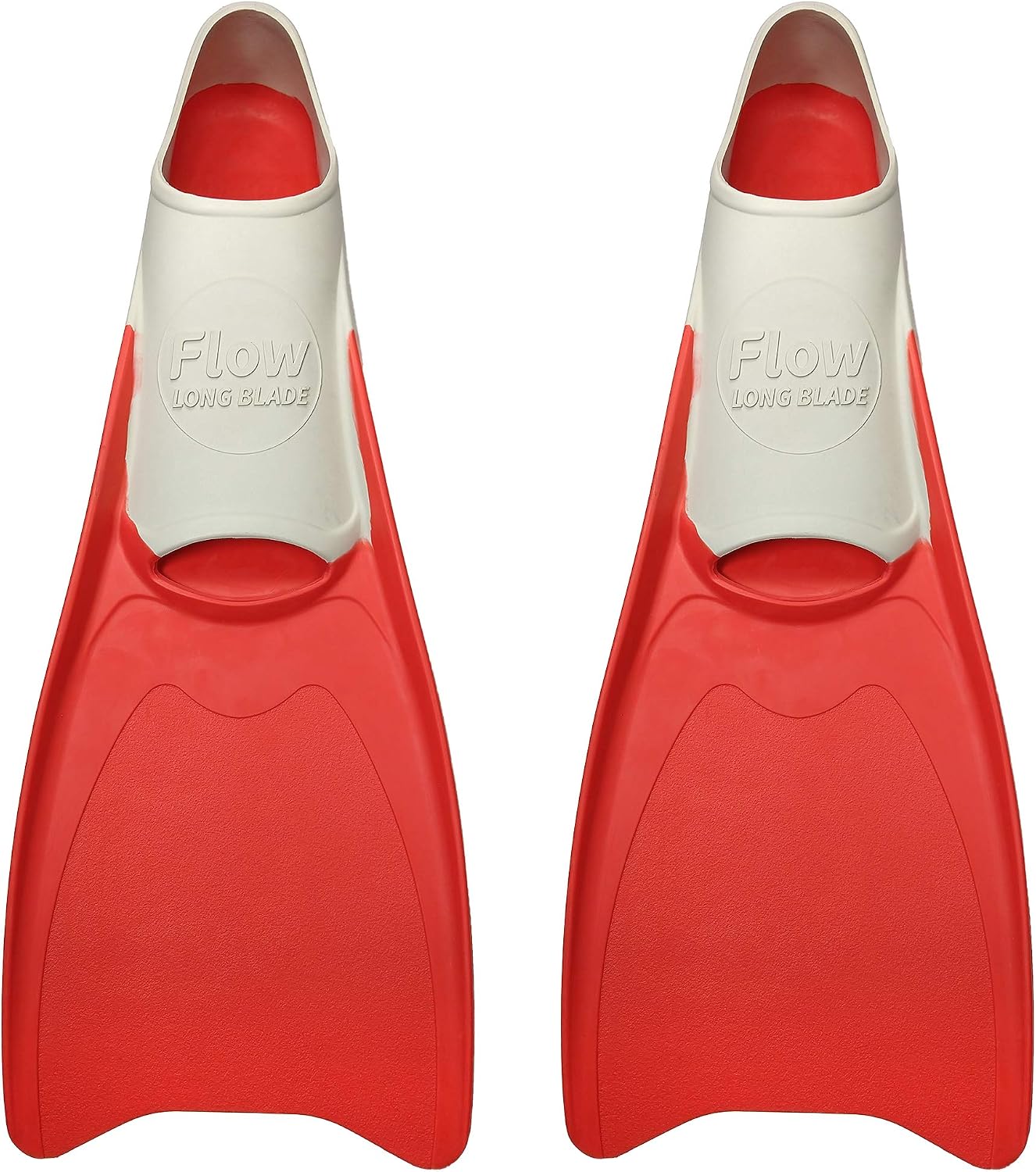 Flow Premium Rubber Long Fins for Swim and Lap Training - Youth Sizes for Kids, Young Men, and Women