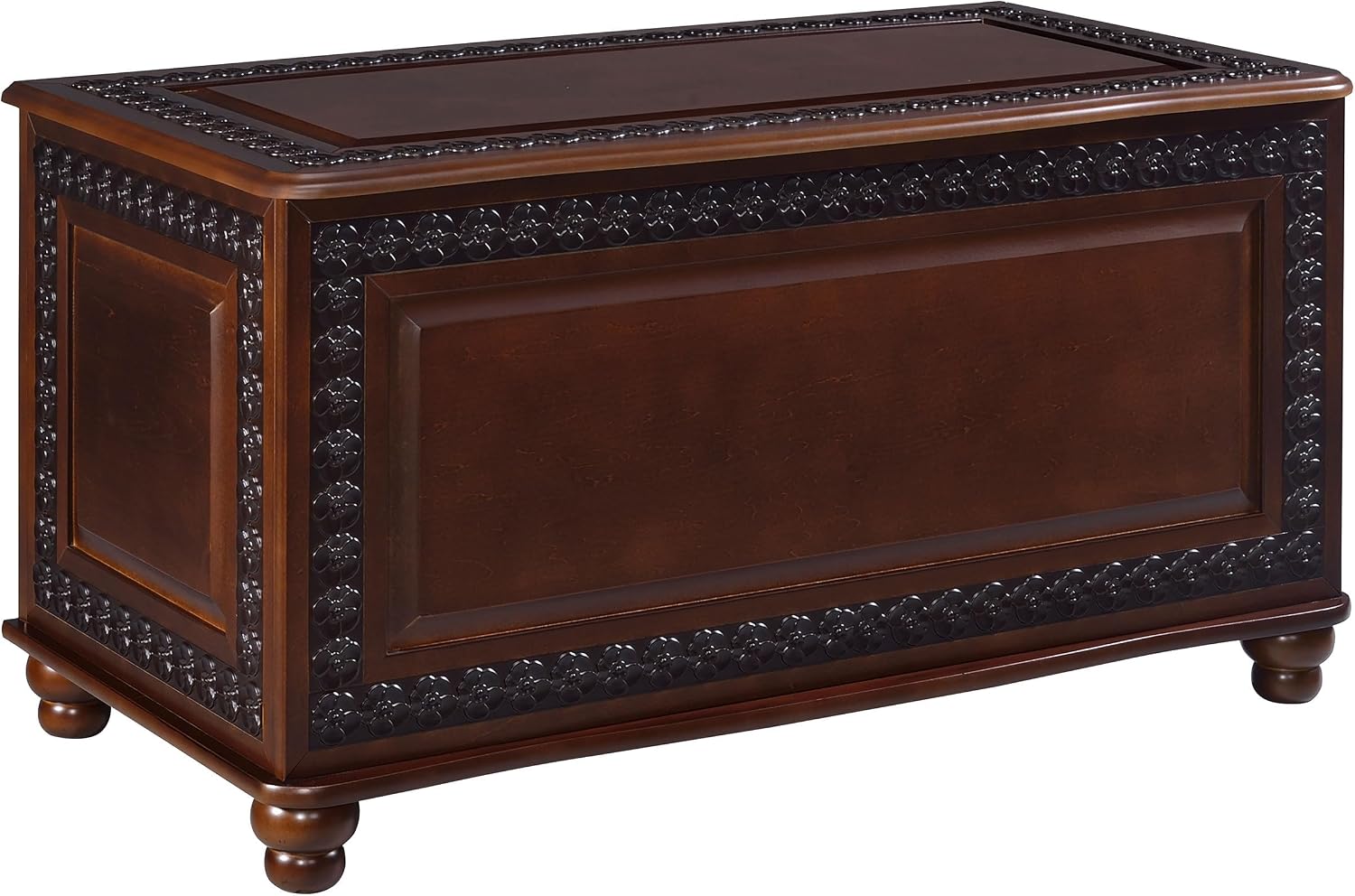 BOWERY HILL 40" x 21" Traditional Wood Cedar Blanket Chest, Flip Open Storage, Fully Lined with Cedar, for Bedroom/Living Room, in Deep Tobacco Finish