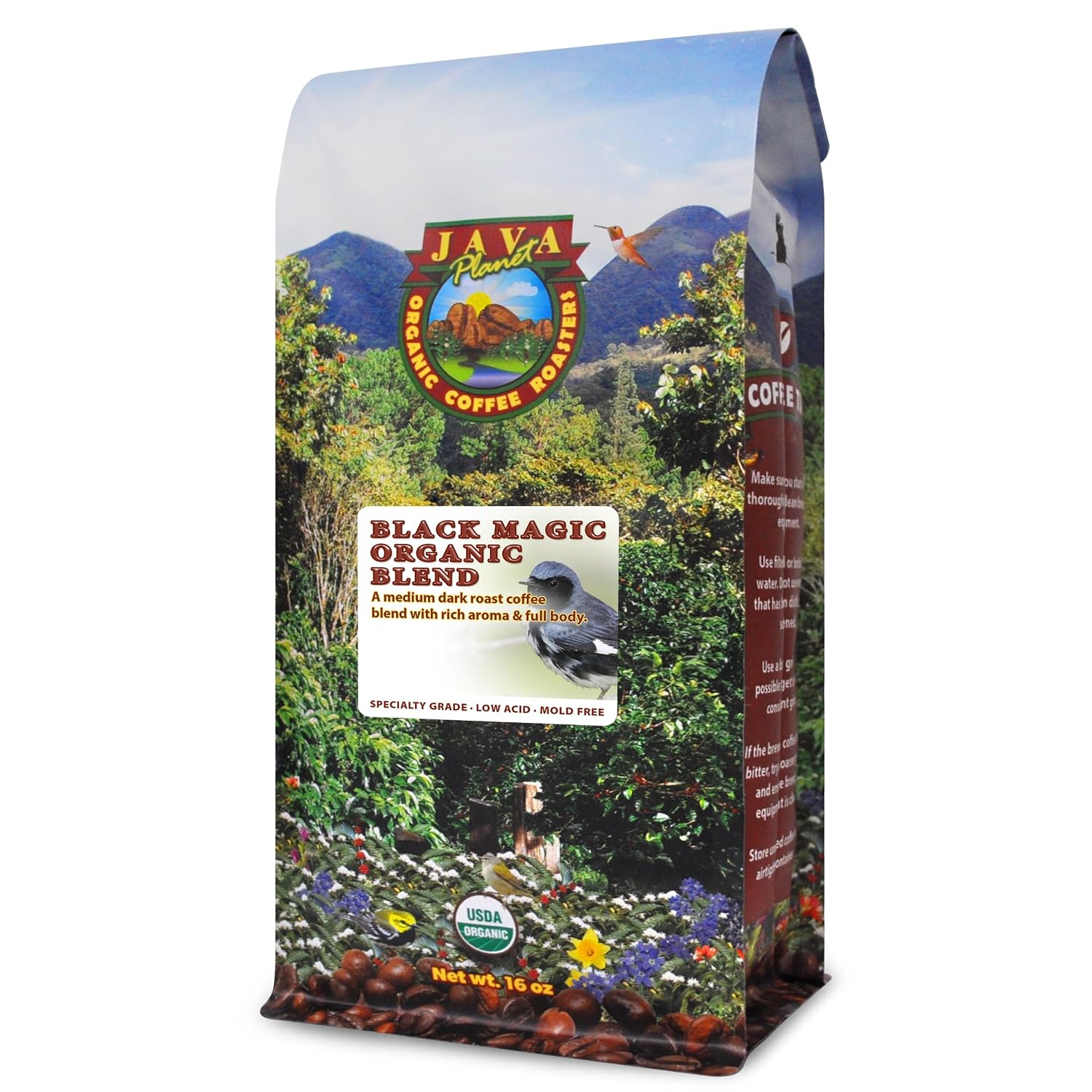Java Planet Low Acid Organic Espresso Beans, Dark Roast Coffee Beans, 16 oz