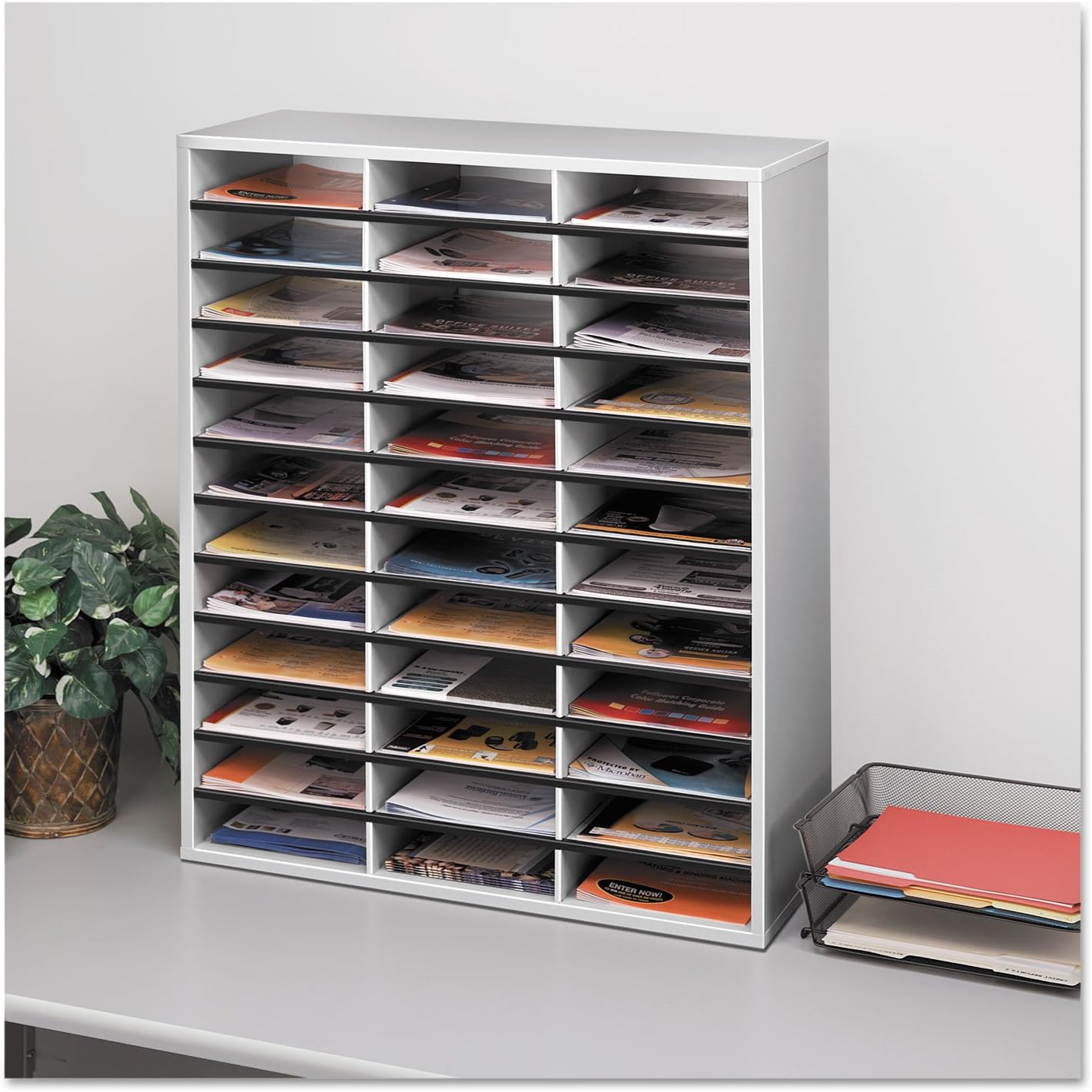 Fellowes 25061 Literature Organizer, 36 Sections Letter, 29 x 11 7/8 x 34 11/16, Dove Gray