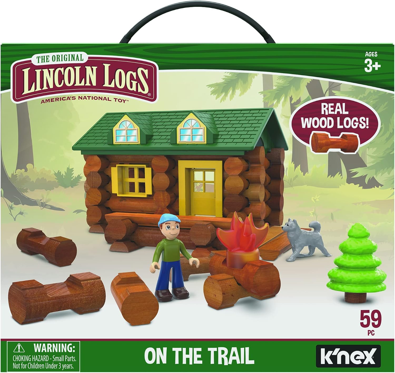 Lincoln Logs-On The Trail Building Set-59 Pieces-Real Wood Logs - Ages 3+