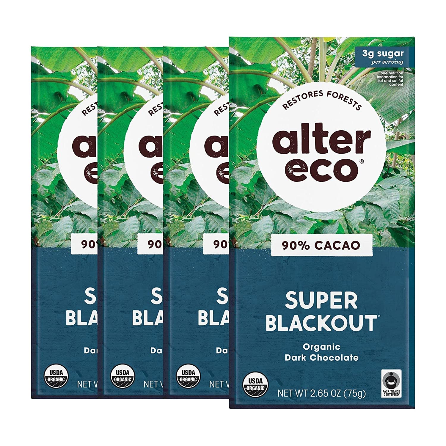 Alter Eco, Bar Chocolate Dark Super Blackout Organic, 2.65 Ounce