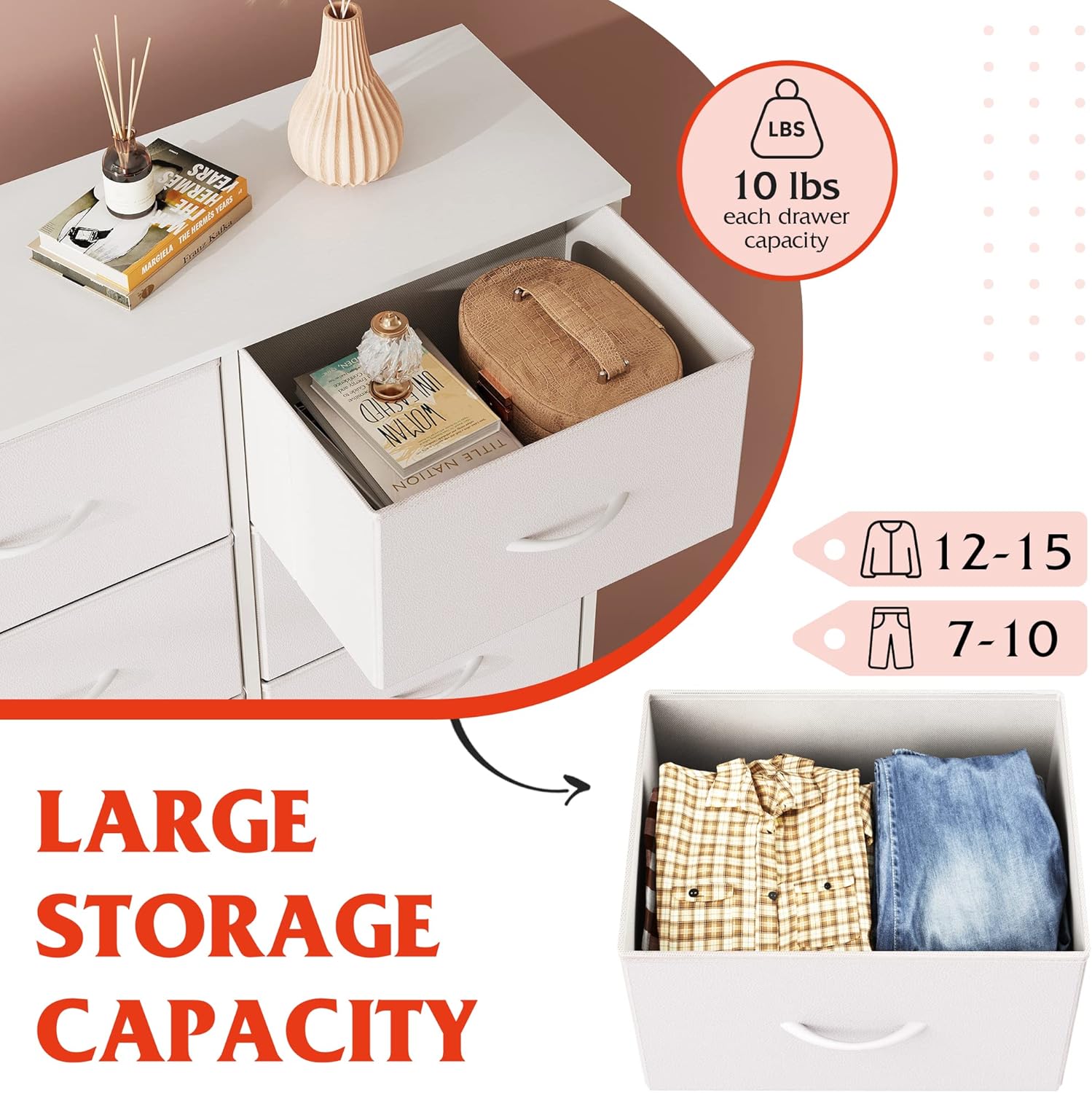 WLIVE Dresser for Bedroom with 6 Drawers, Light Grey