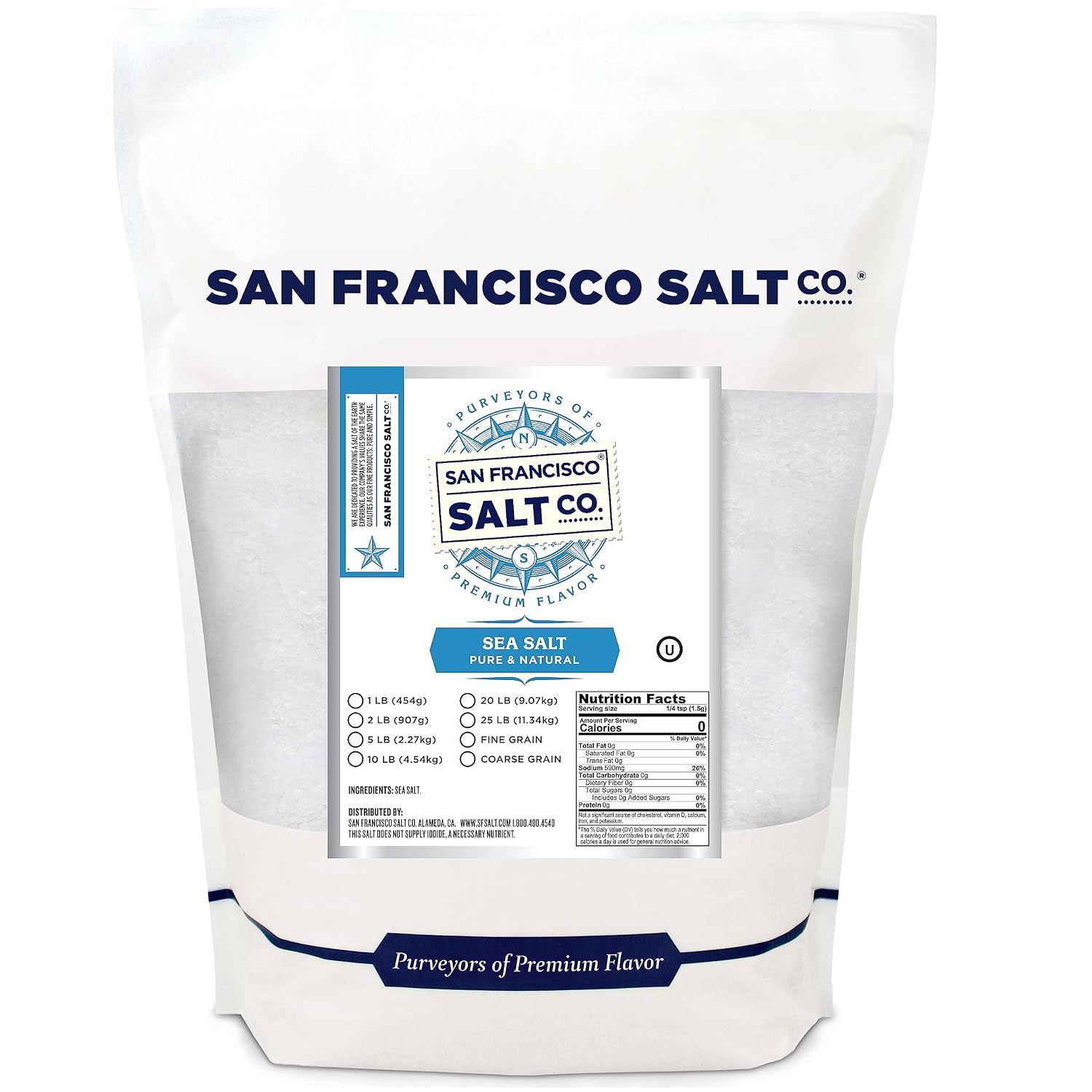 Pacific Sea Salt - 5 lbs. Bulk Medium Coarse Grain by San Francisco Salt Company