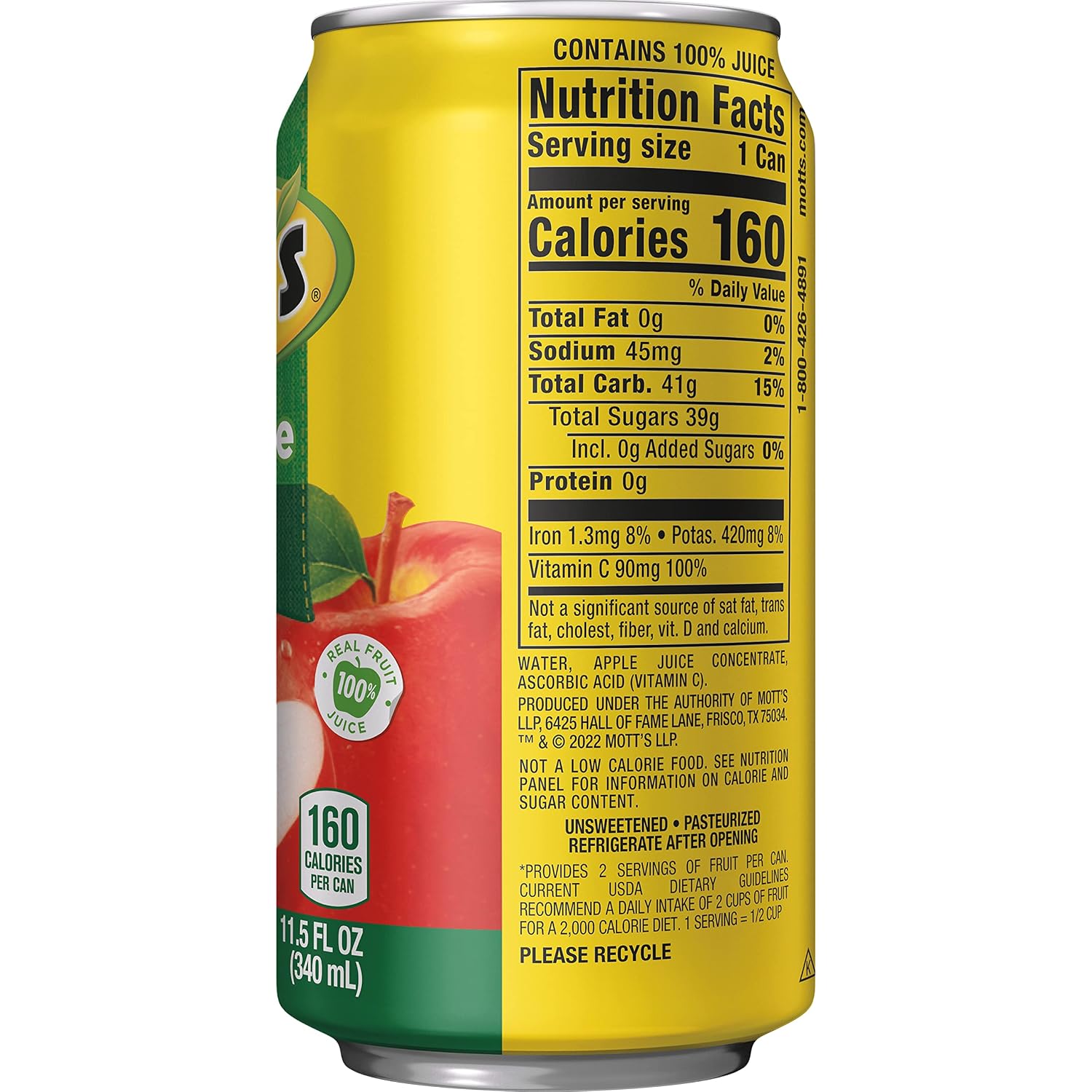 Mott's 100% Original Apple Juice, 11.5 fl oz can (Pack of 24)