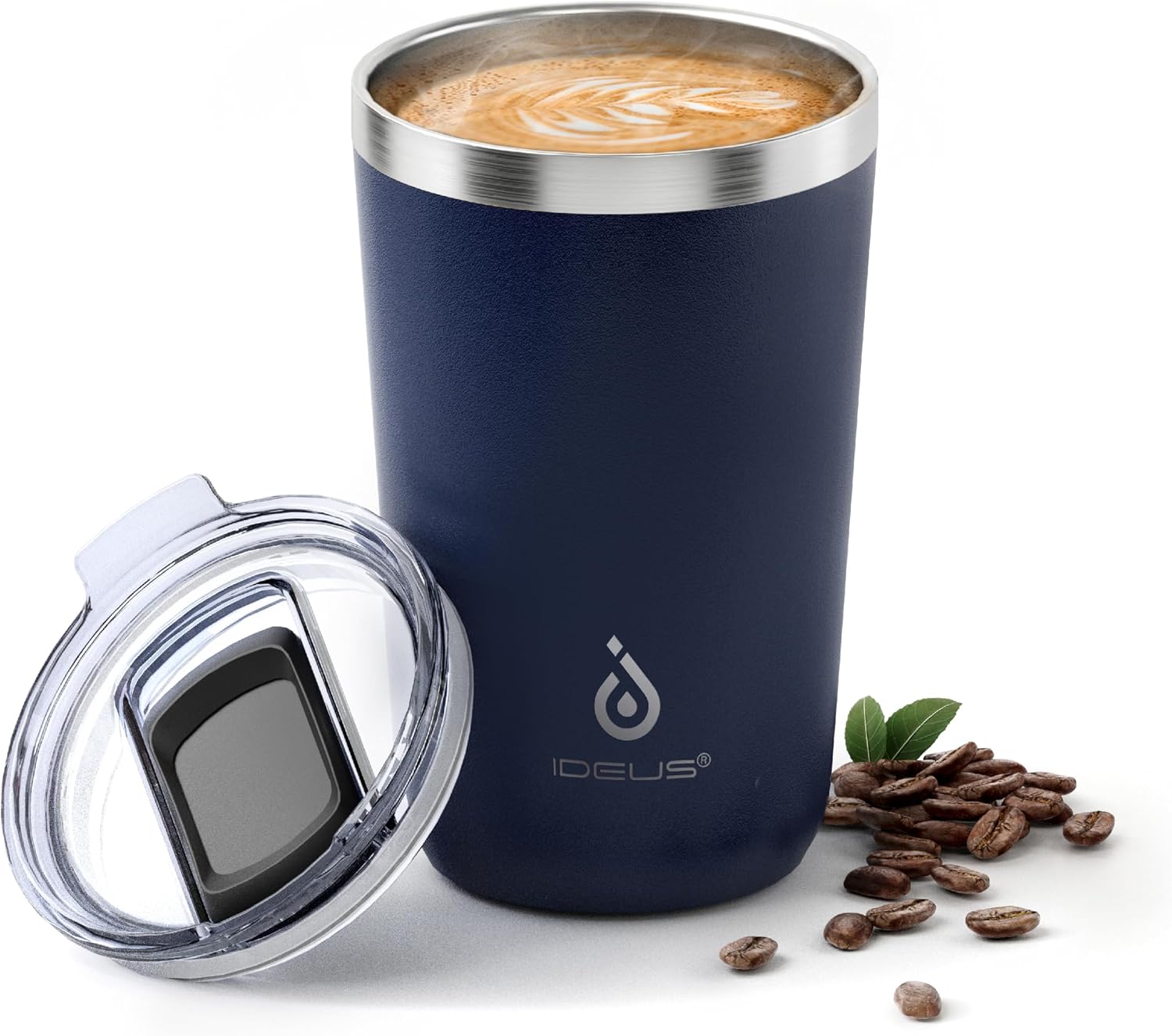 Ideus 20 oz Tumbler, Travel Coffee Mug with Splash Proof Sliding Lid, Double Wall Stainless Steel Vacuum Insulated Coffee Mug for Home and Office