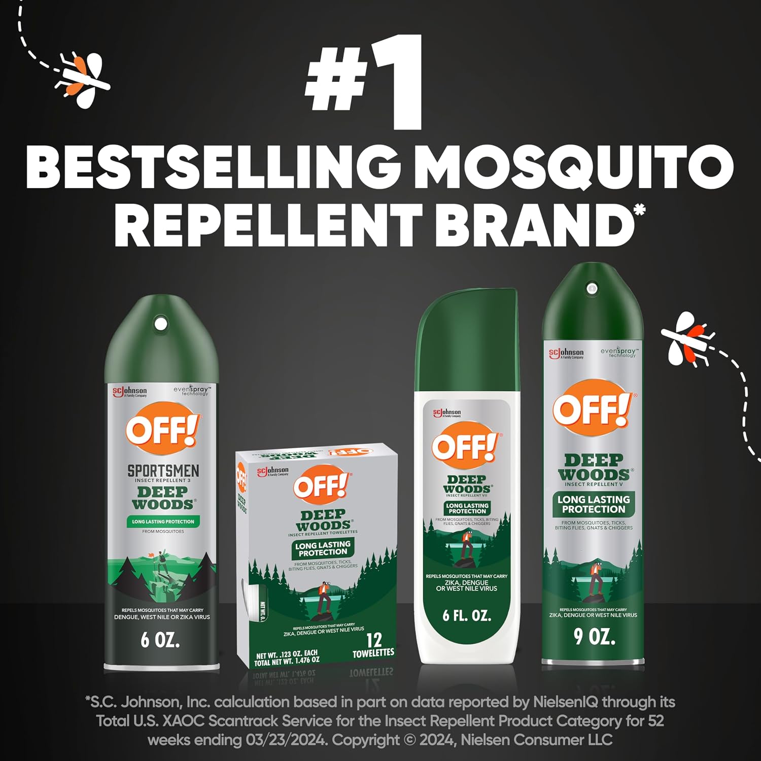 OFF! Deep Woods Sportsmen Insect Repellent Aerosol, Bug Spray Containing 30% DEET, Protects Against Mosquitoes and Ticks, 6 Oz, (Pack of 4)