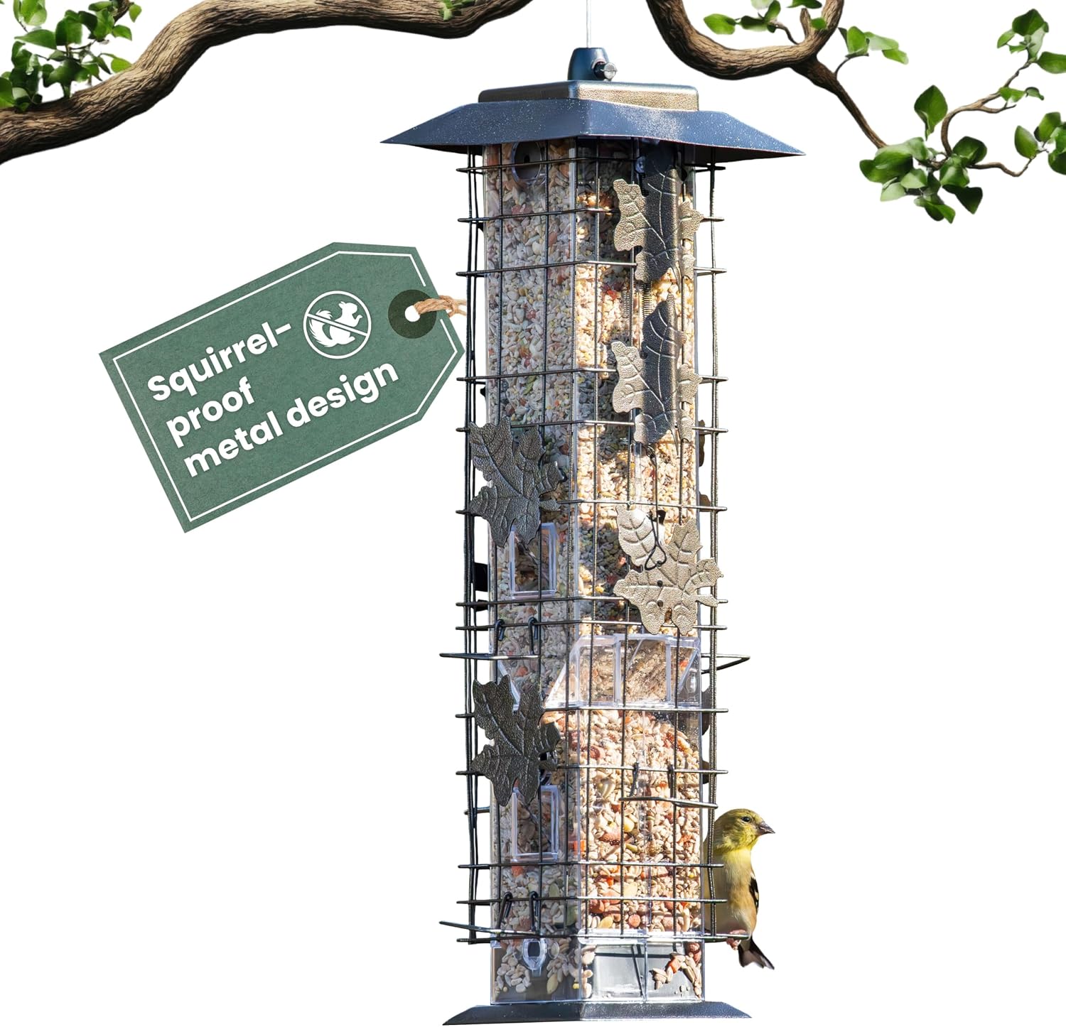 Perky-Pet Squirrel-Be-Gone Bird Feeder, 2 lb Seed Capacity | Weight-Activated Squirrel Proof Bird Feeder