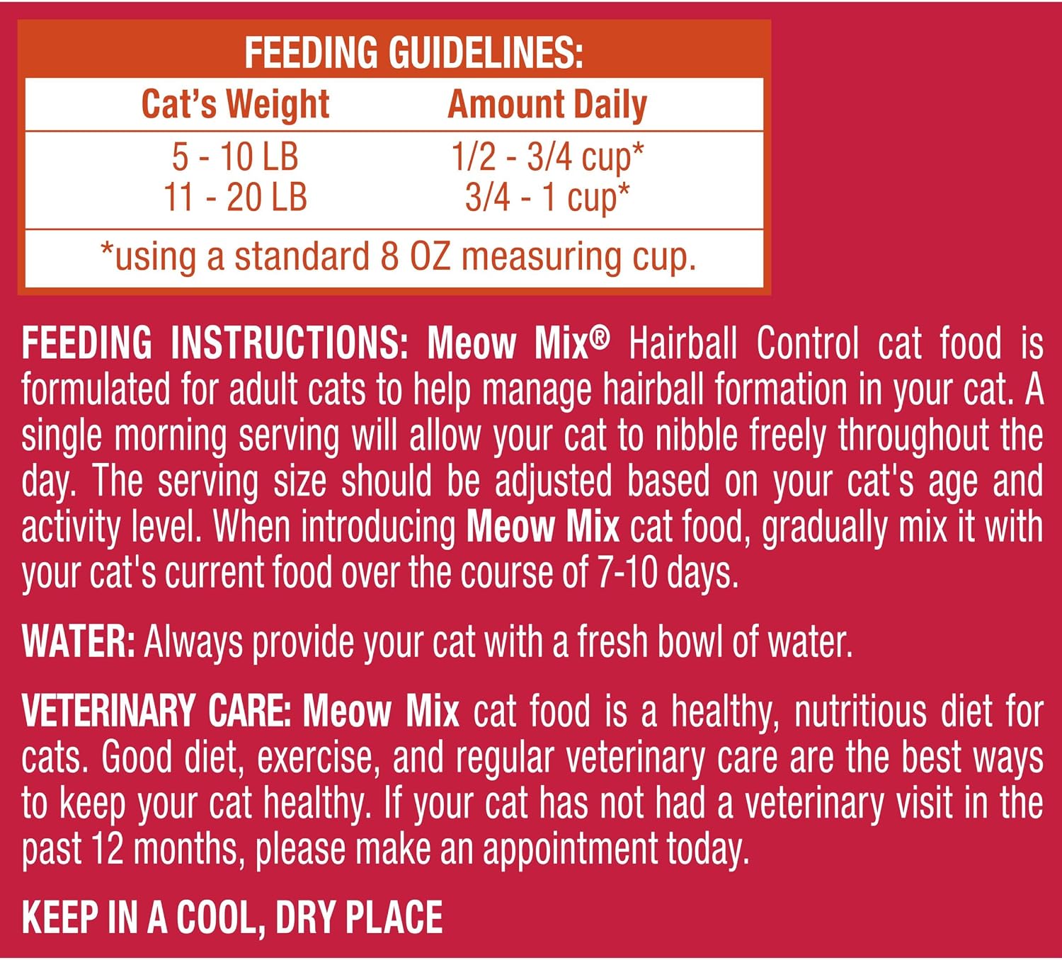 Meow Mix Hairball Control Dry Cat Food, 6.3 Pound Bag