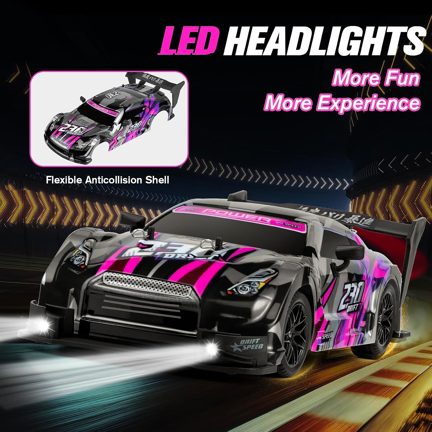 RC Drift Car, 1:16 Scale Drifting RC Cars 2.4GHz 4WD 40km/h | RC Race Car, High-Speed Remote Control Drift Car Vehicle, Racing Sport Toy Gift for Boys Girls Kids(Purple)