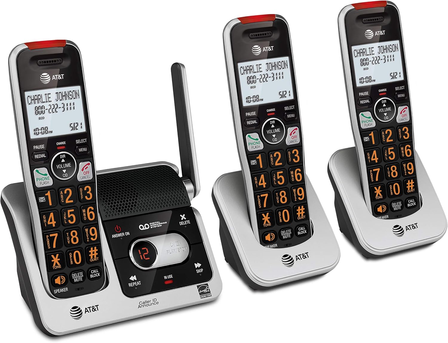 AT&T BL102-4 DECT 6.0 4-Handset Cordless Phone for Home with Answering Machine, Call Blocking, Caller ID Announcer, Audio Assist, Intercom