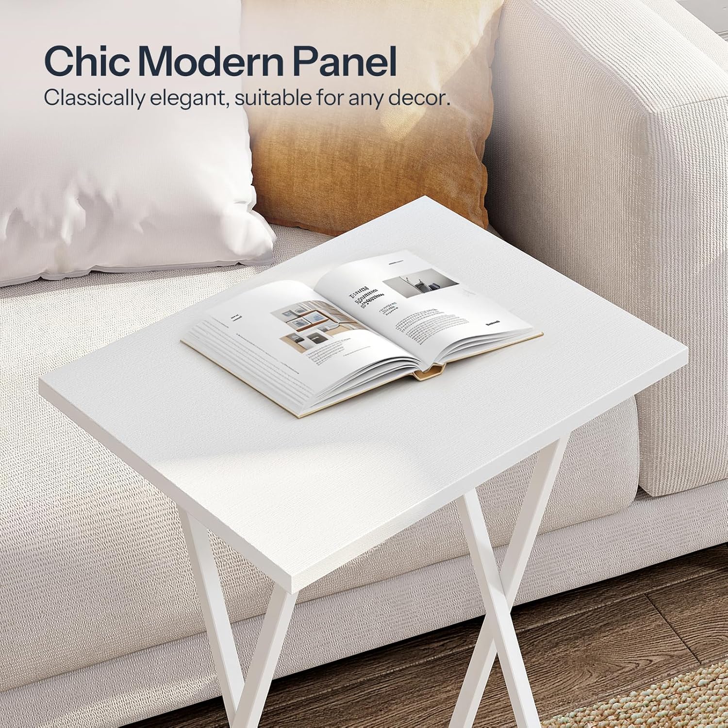 HOOBRO Folding TV Table, TV Tray, Stable Snack Table for Small Space, Portable Sofaside Desk, Easy Assembly and Storage
