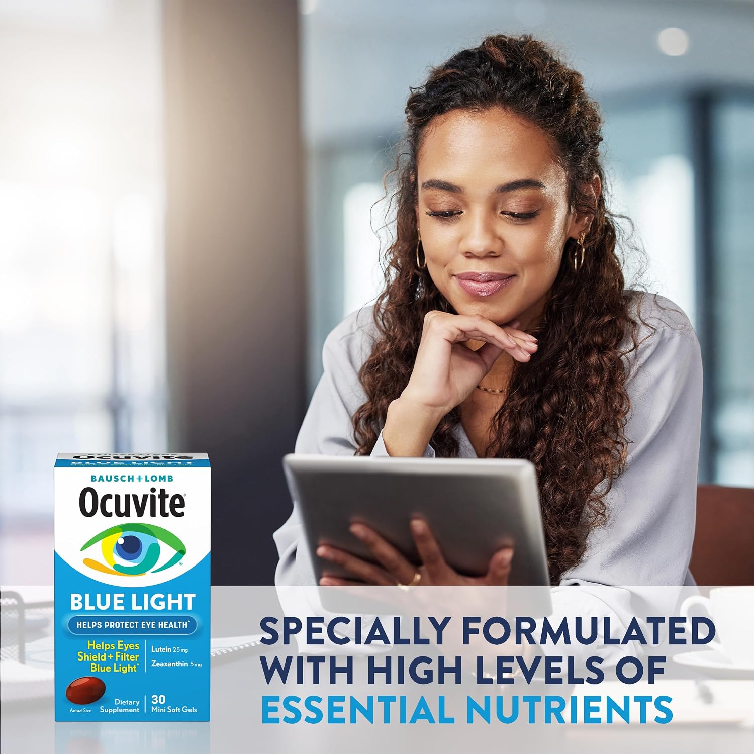 Ocuvite Blue Light Eye Vitamins Lutein & Zeaxanthin Supplement, 30 Softgels