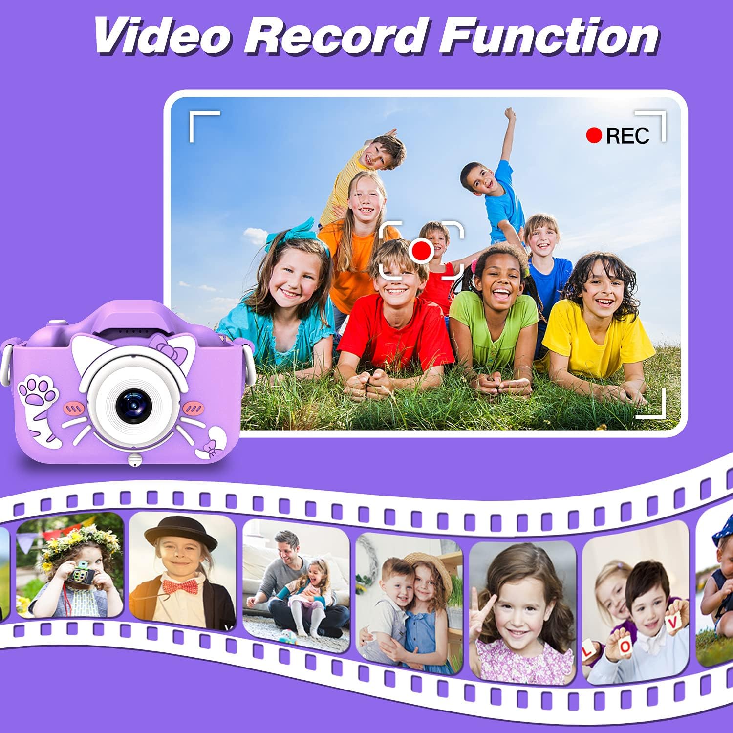 Goopow Kids Camera Toys for 3-8 Year Old Girls Boys,Children Digital Video Camcorder Camera with Cartoon Soft Cover, Best Chritmas Birthday Festival Gift for Kids